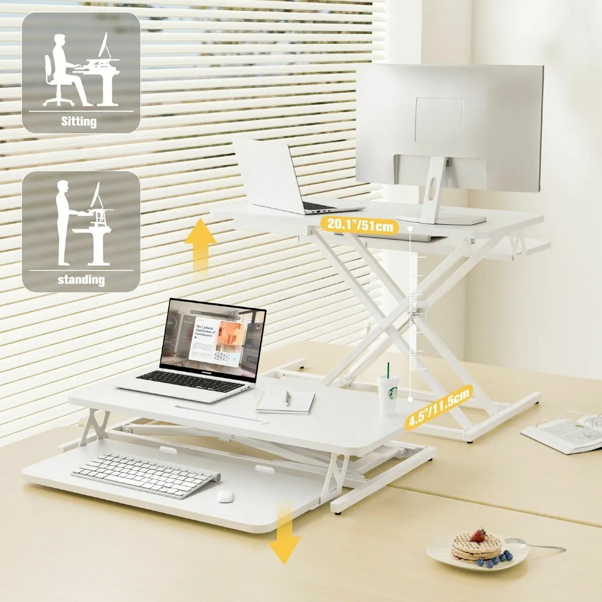 Height Adjustable Standing Desk Converter - 81cm ( - Image 4