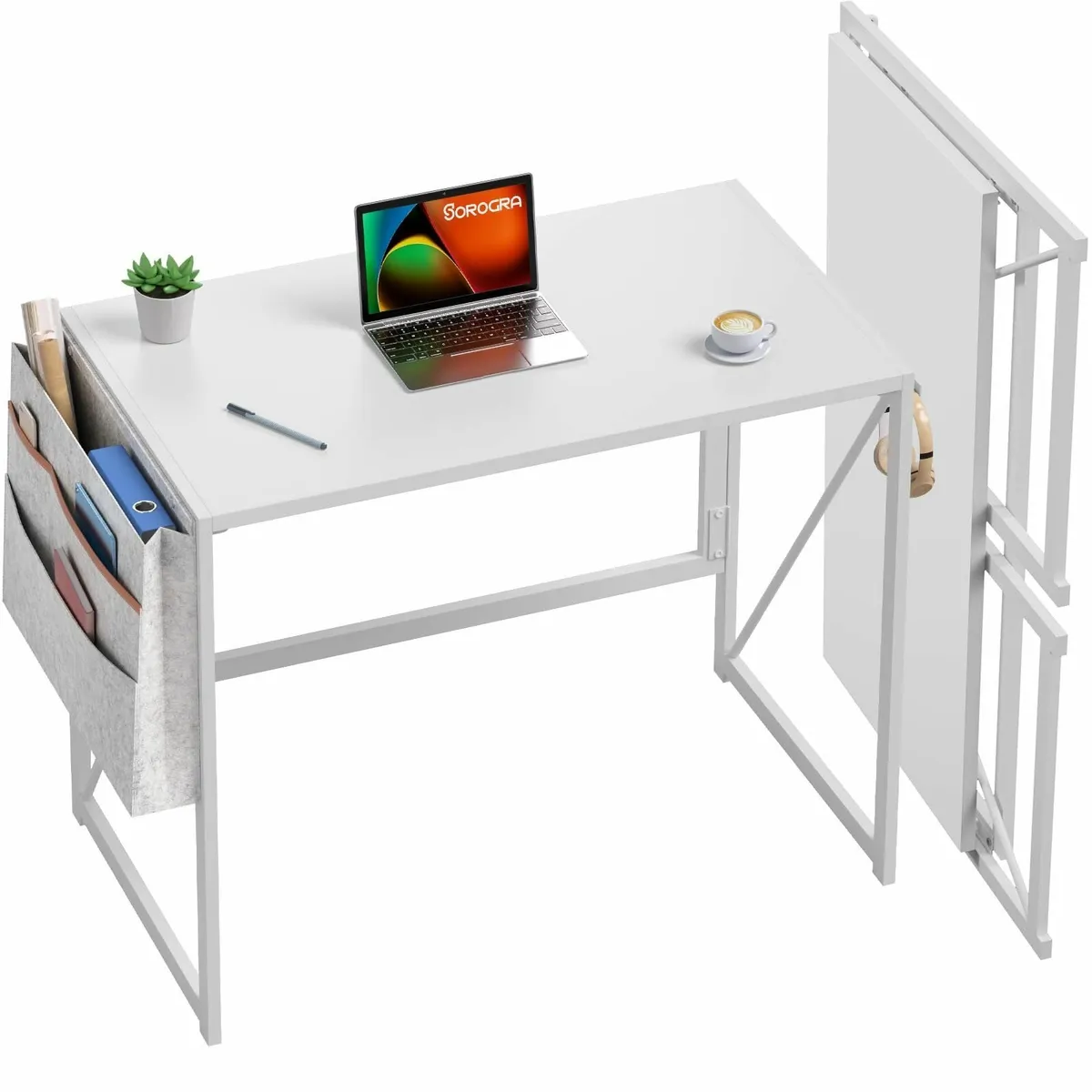 Small Folding Desk 80 cm Foldable Desks Storage Ba - Image 1