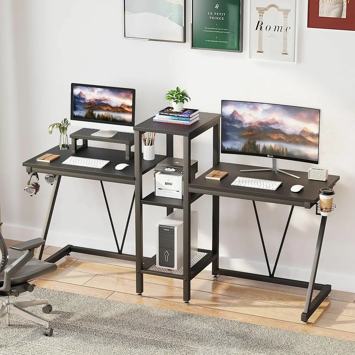 2 Person Gaming Desk71 Dual Computer Desk Monitor - Image 4