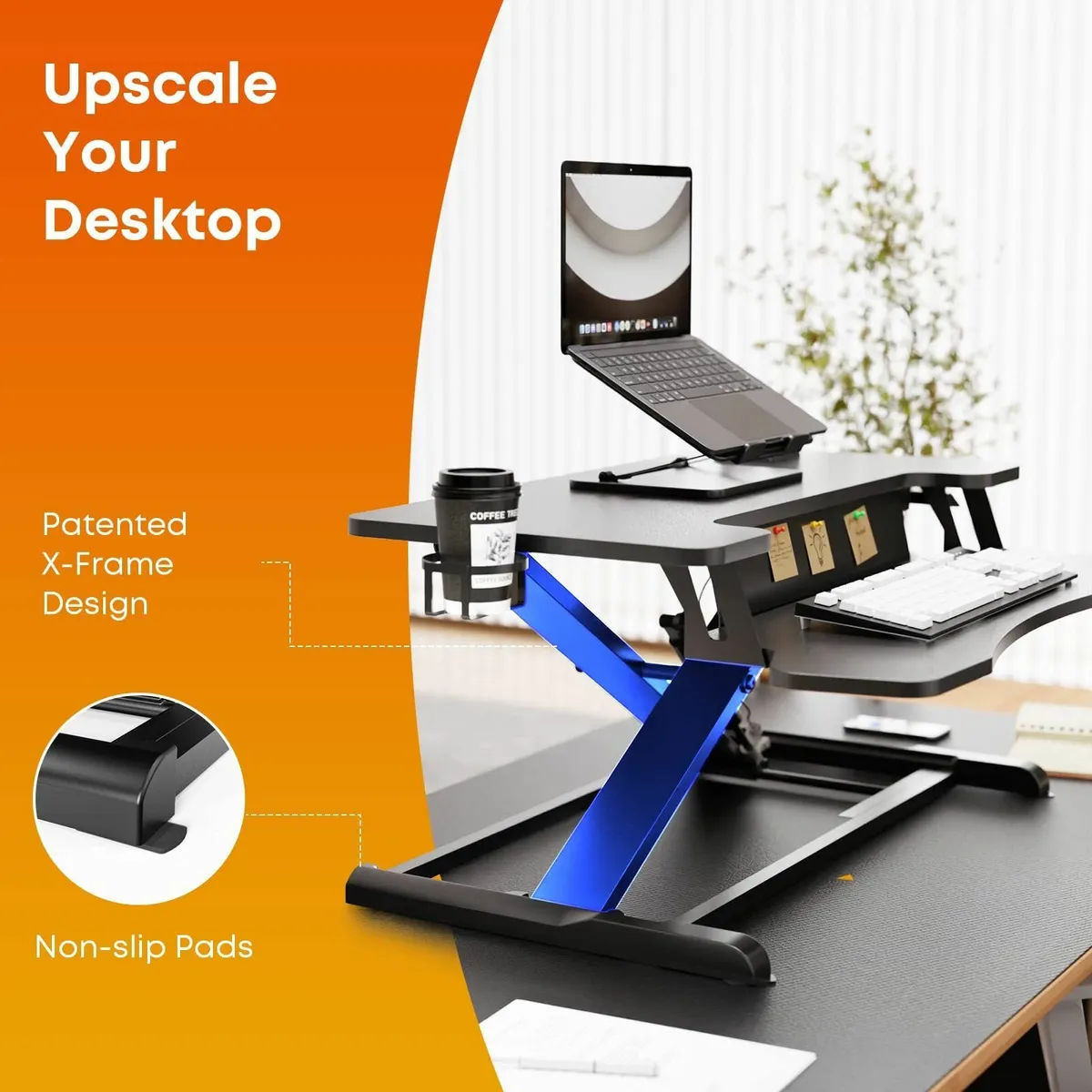 Standing Desk Converter 32'' Dual Tiered Sit-Stand - Image 4