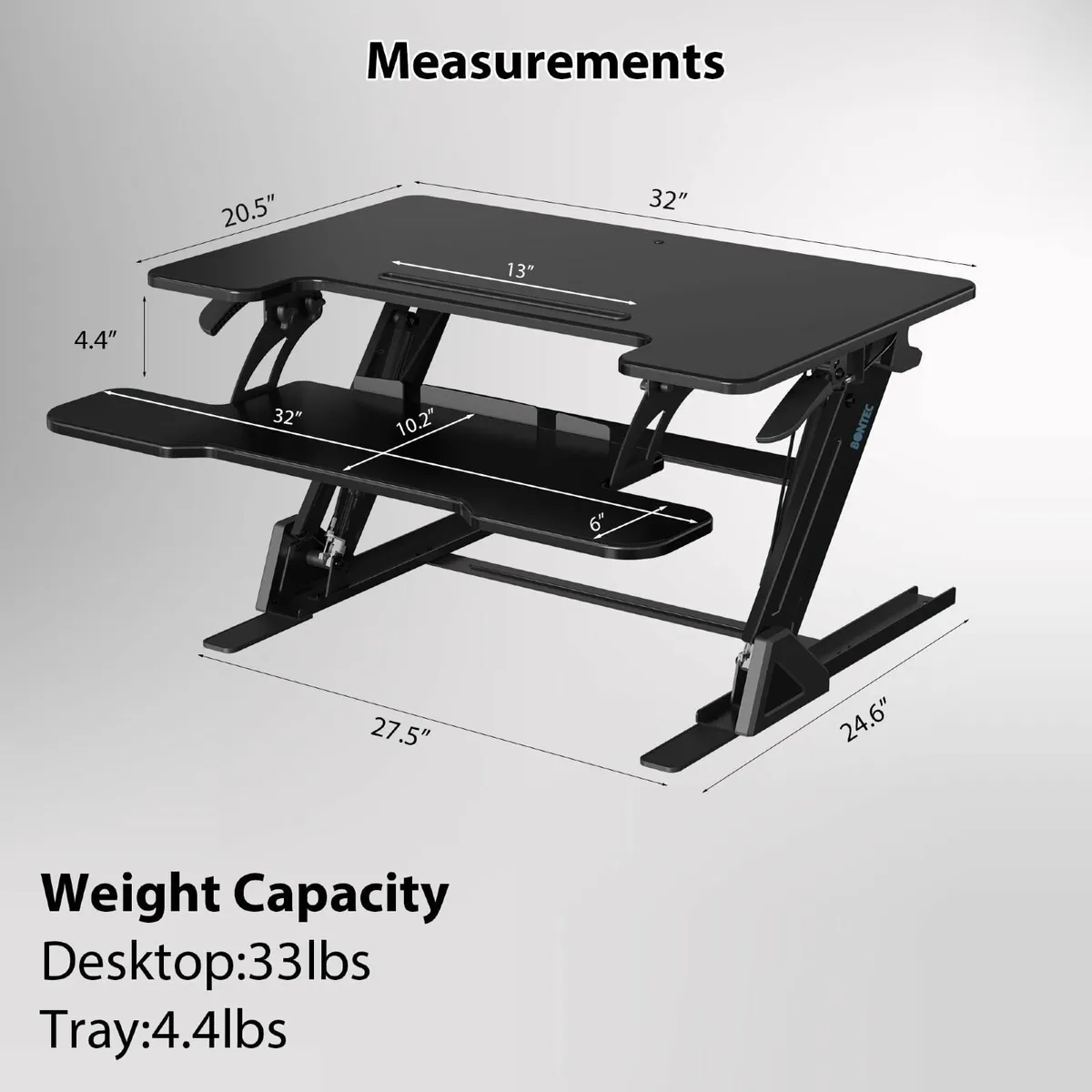 Standing Desk Converter Dual Gas Spring Height Adj - Image 3