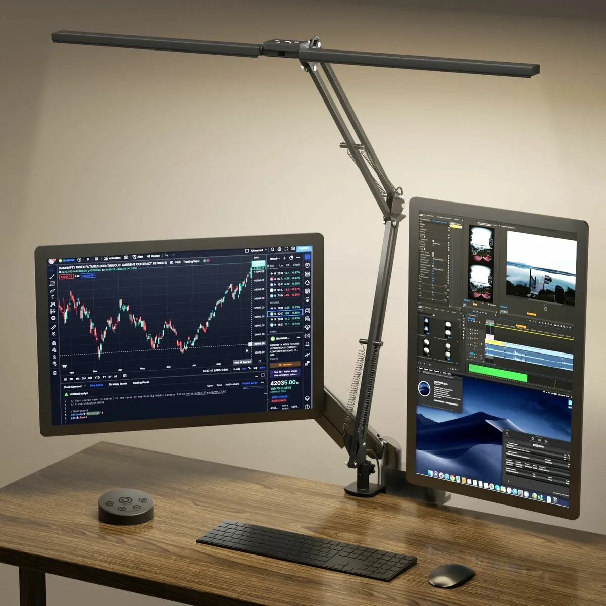 LED Desk Lamp - Double Head Light Remote Control E - Image 1