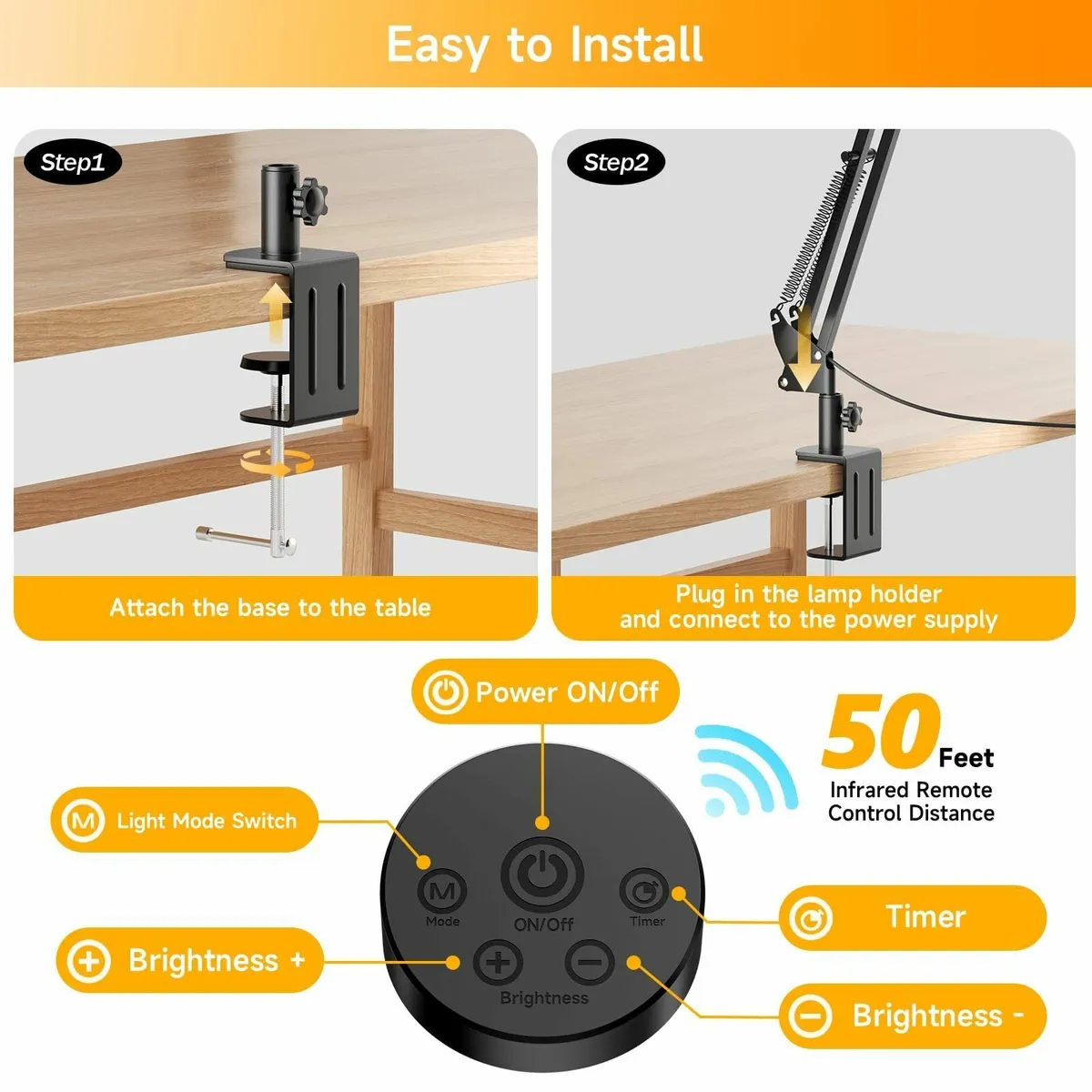 LED Desk Lamp - Double Head Light Remote Control E - Image 3