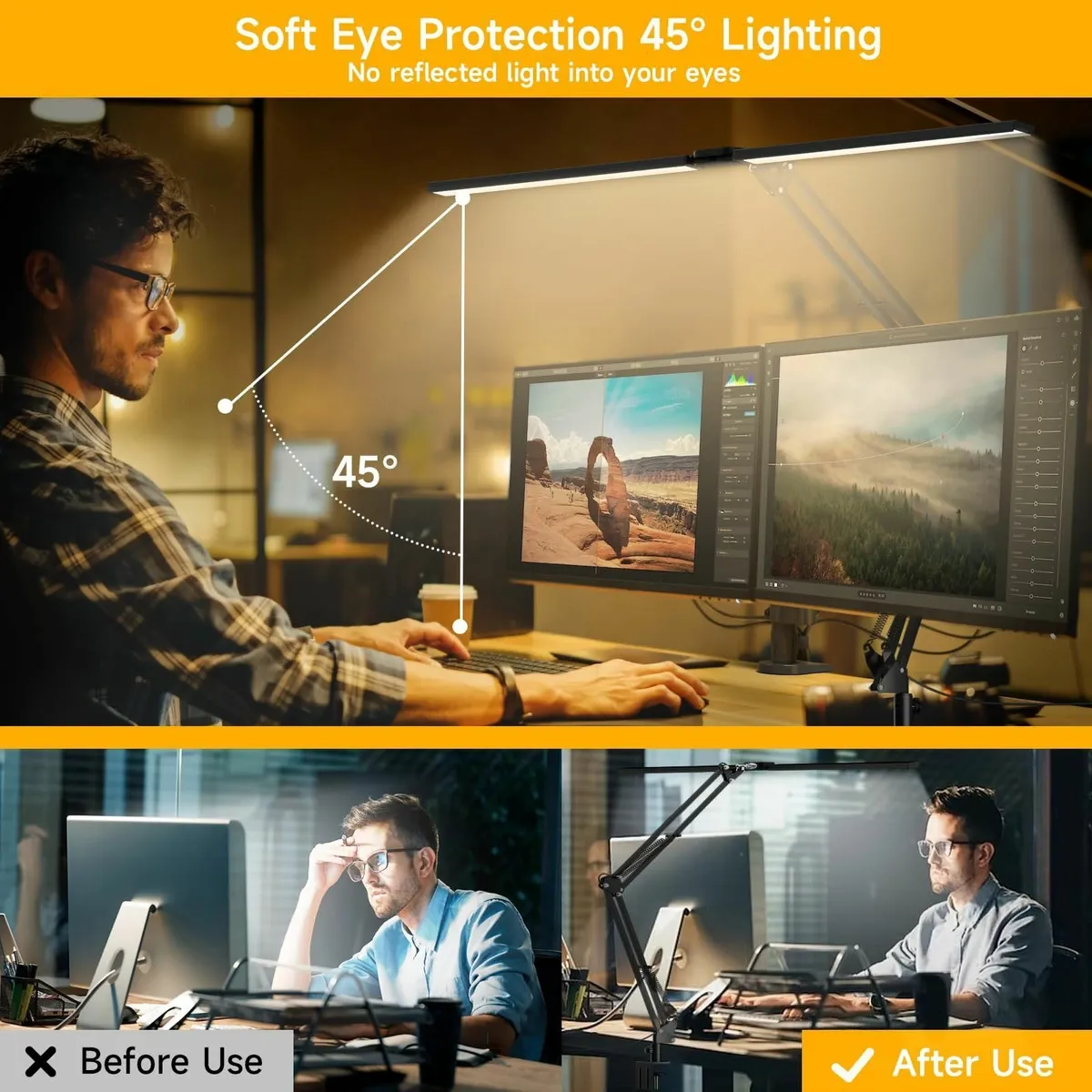 LED Desk Lamp - Double Head Light Remote Control E - Image 4
