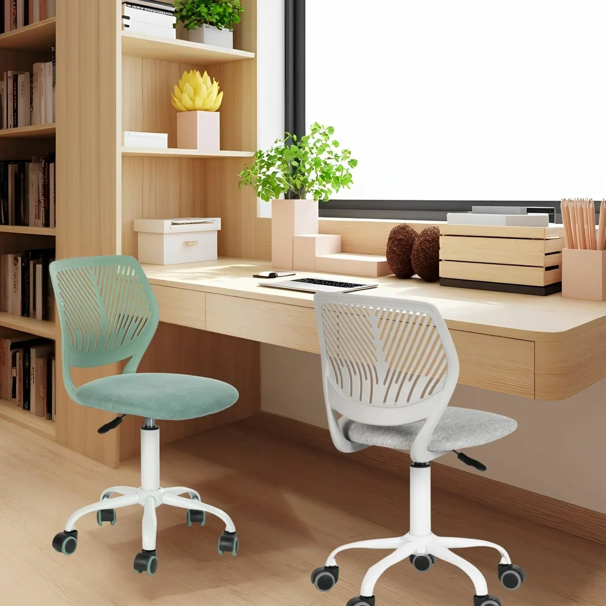 Desk Chair Linen Fabric Seat Ergonomic Swivel Task - Image 4