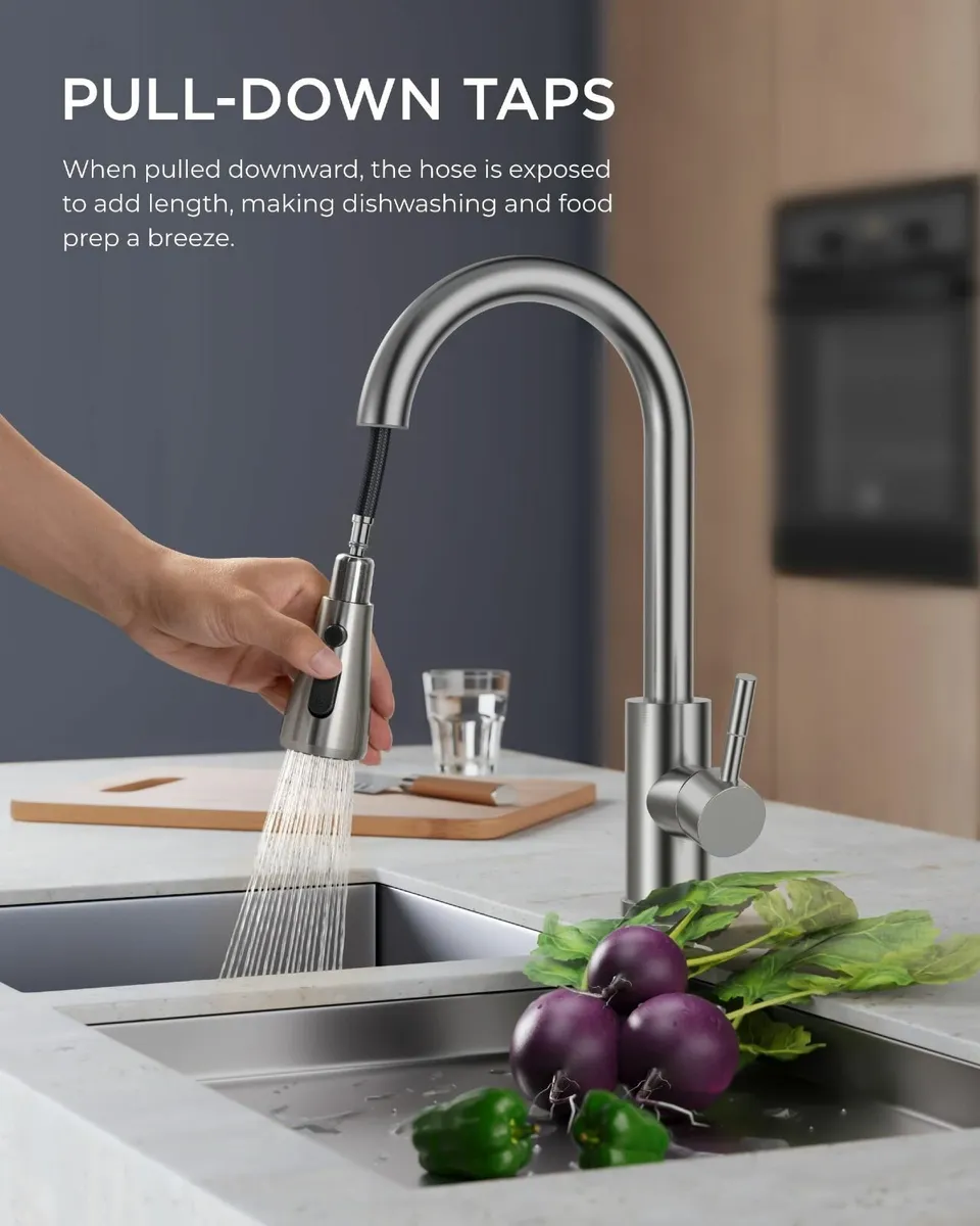 Kitchen Tap Mixer Taps Pull Out Sprayer Swivel Sin - Image 3