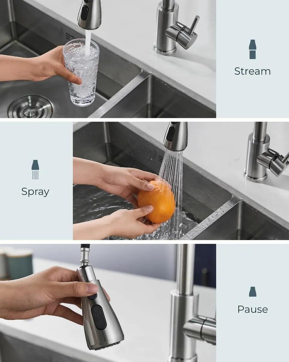 Kitchen Tap Mixer Taps Pull Out Sprayer Swivel Sin - Image 4