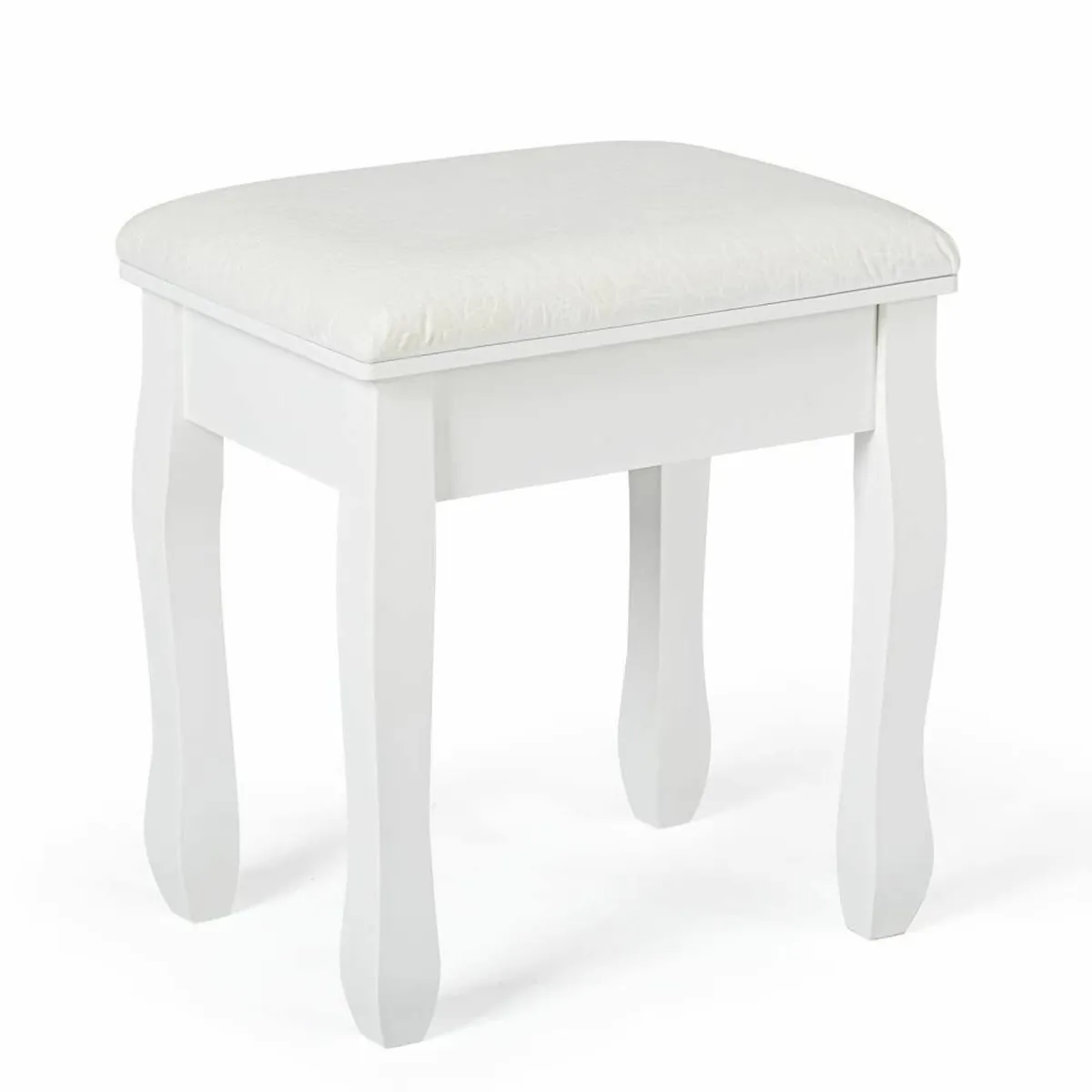 Dressing Table Stool White Soft Padded Vanity for - Image 1