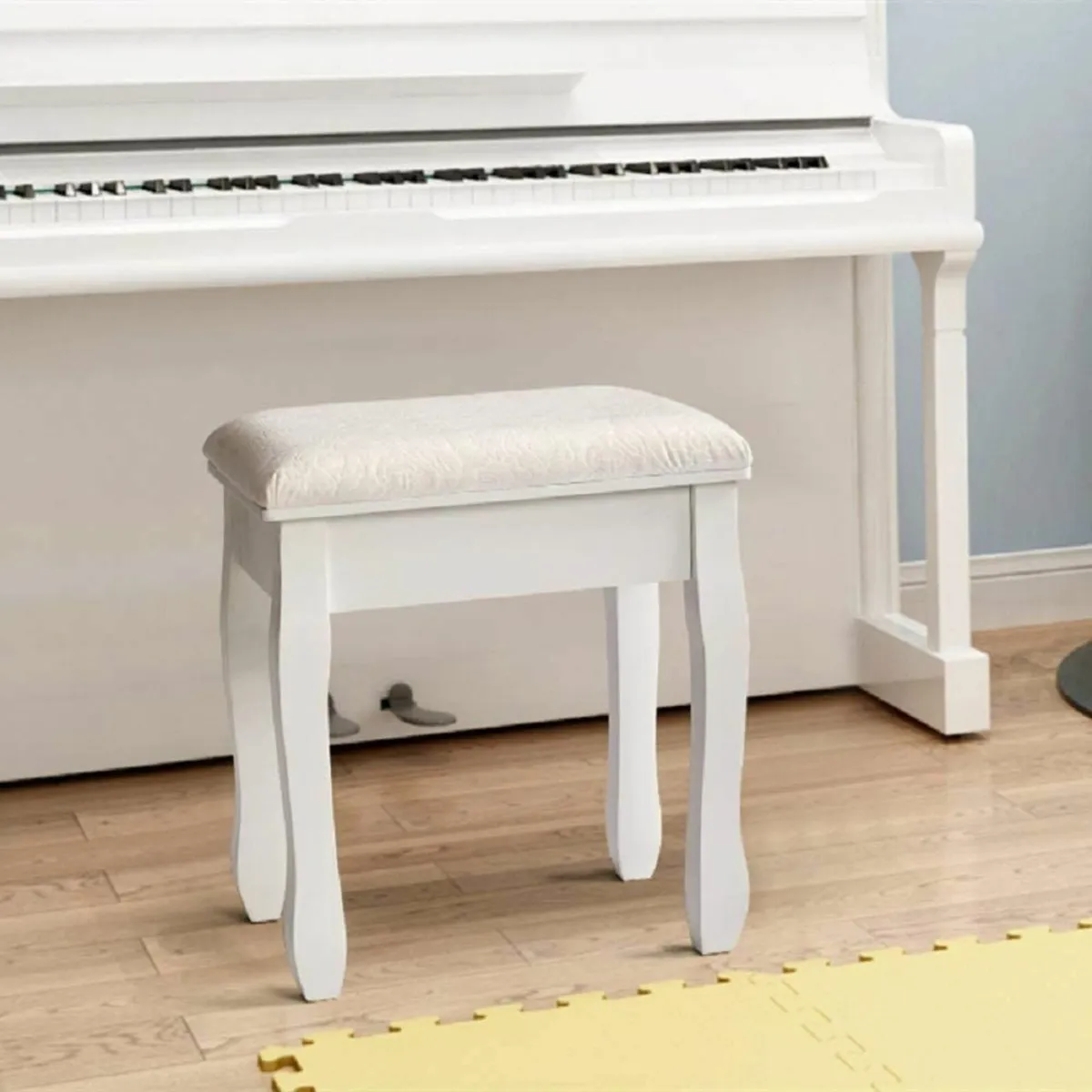 Dressing Table Stool White Soft Padded Vanity for - Image 2