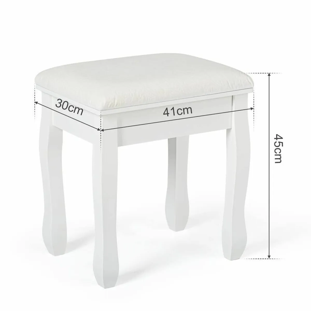 Dressing Table Stool White Soft Padded Vanity for - Image 3