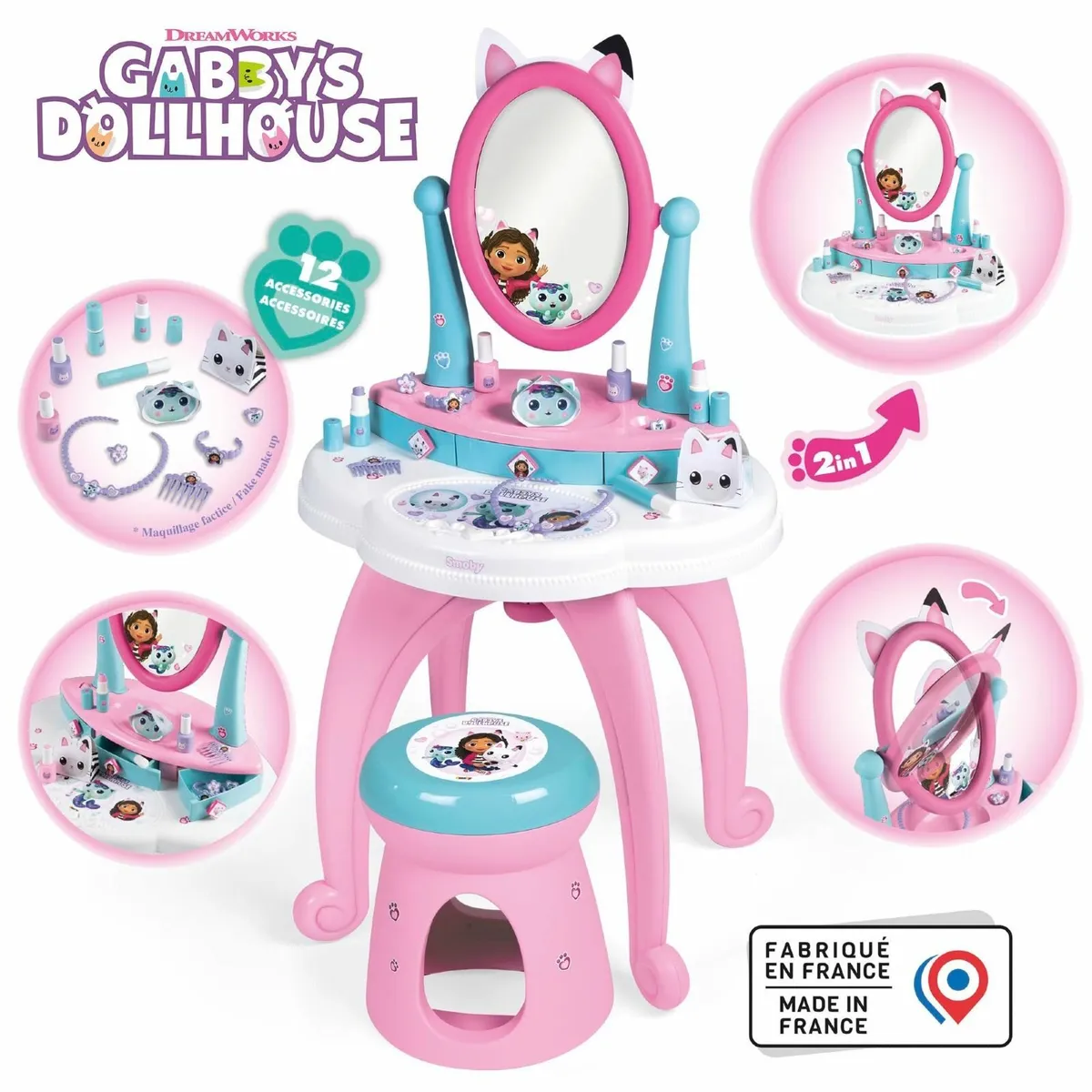 Gabby's Dollhouse 2 in 1 Dressing Table and Stool - Image 4