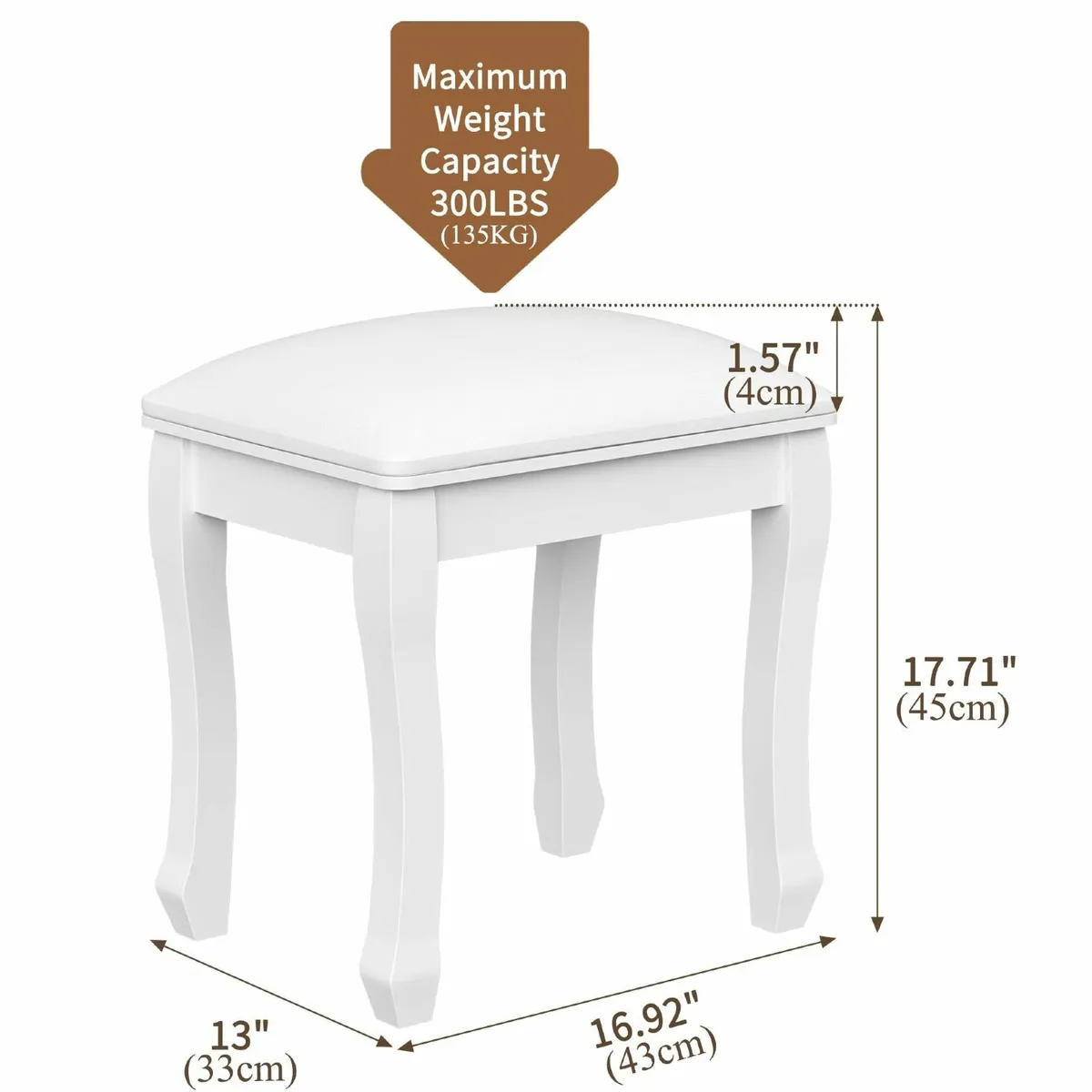 Square Dressing Table Stool High Elastic Spones Va - Image 2