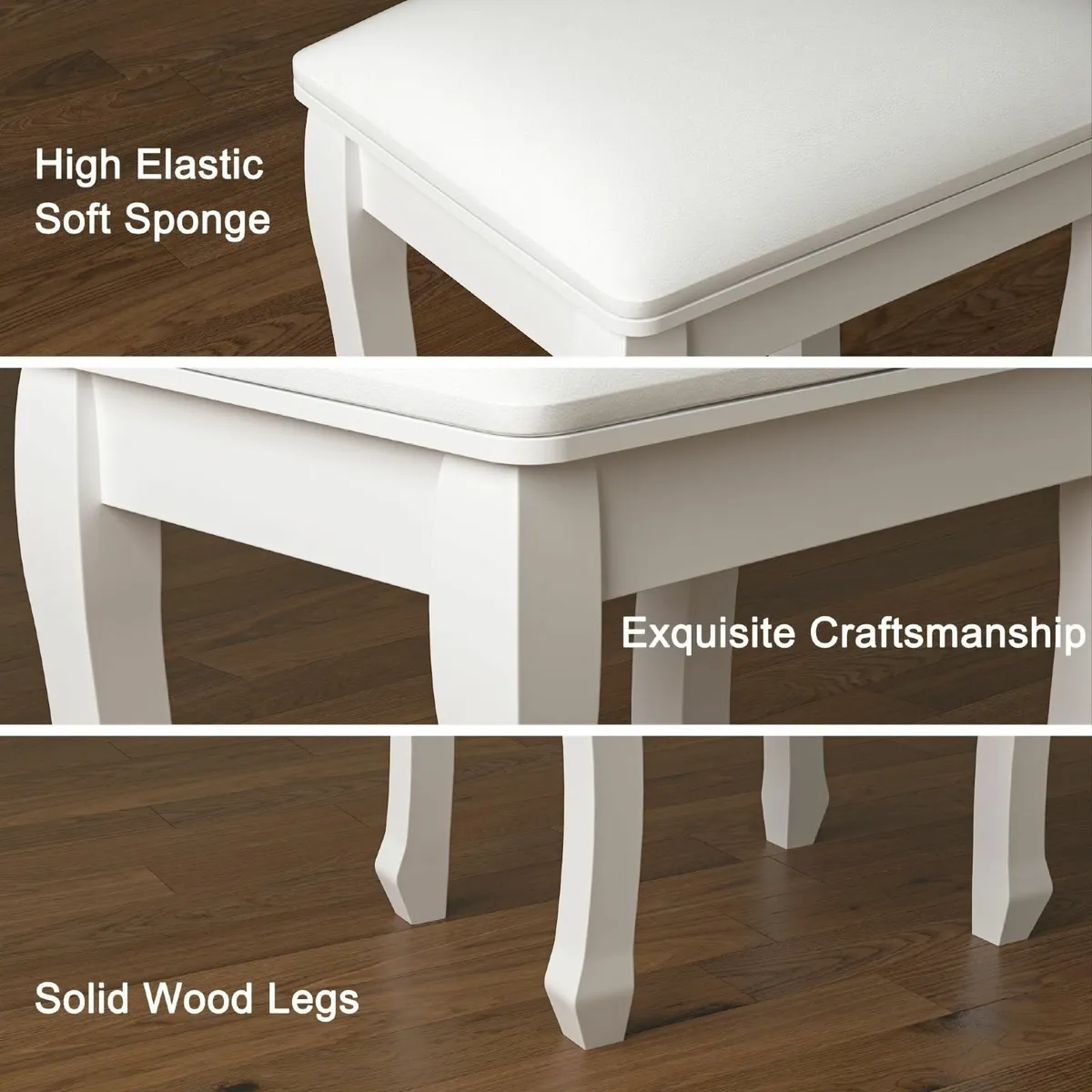 Square Dressing Table Stool High Elastic Spones Va - Image 4