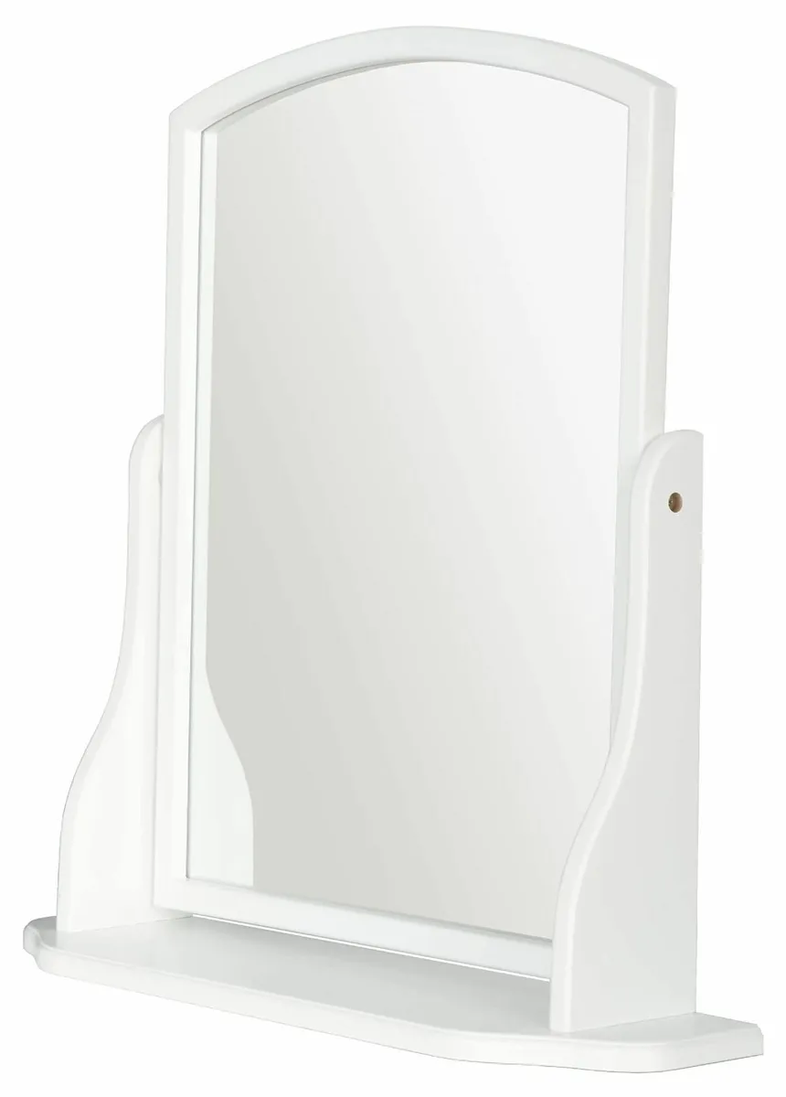 Arched Wood Dressing Table Mirror White 44x44cm Wo - Image 3