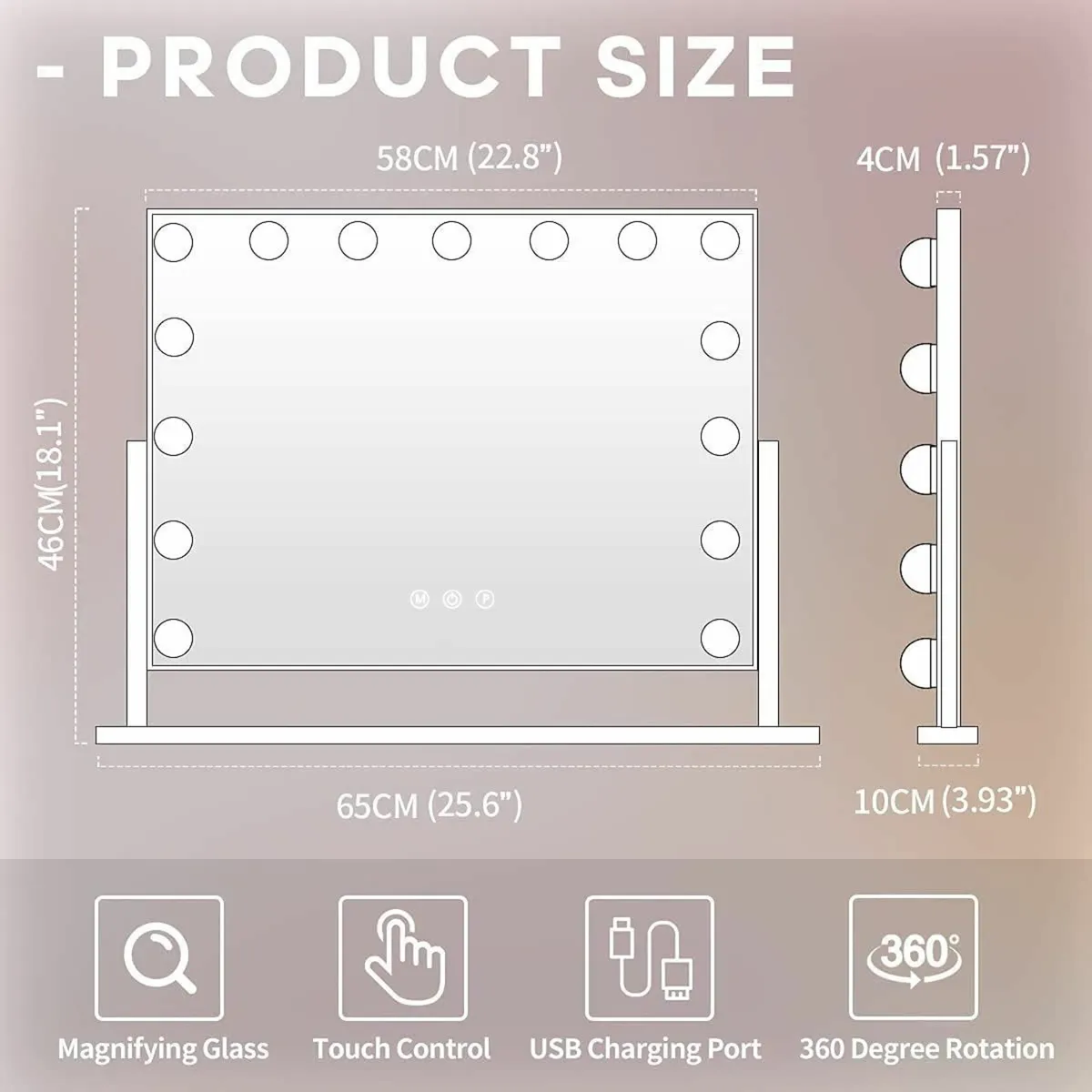 Hollywood Vanity Mirror Lights 360 Degree Rotation - Image 2