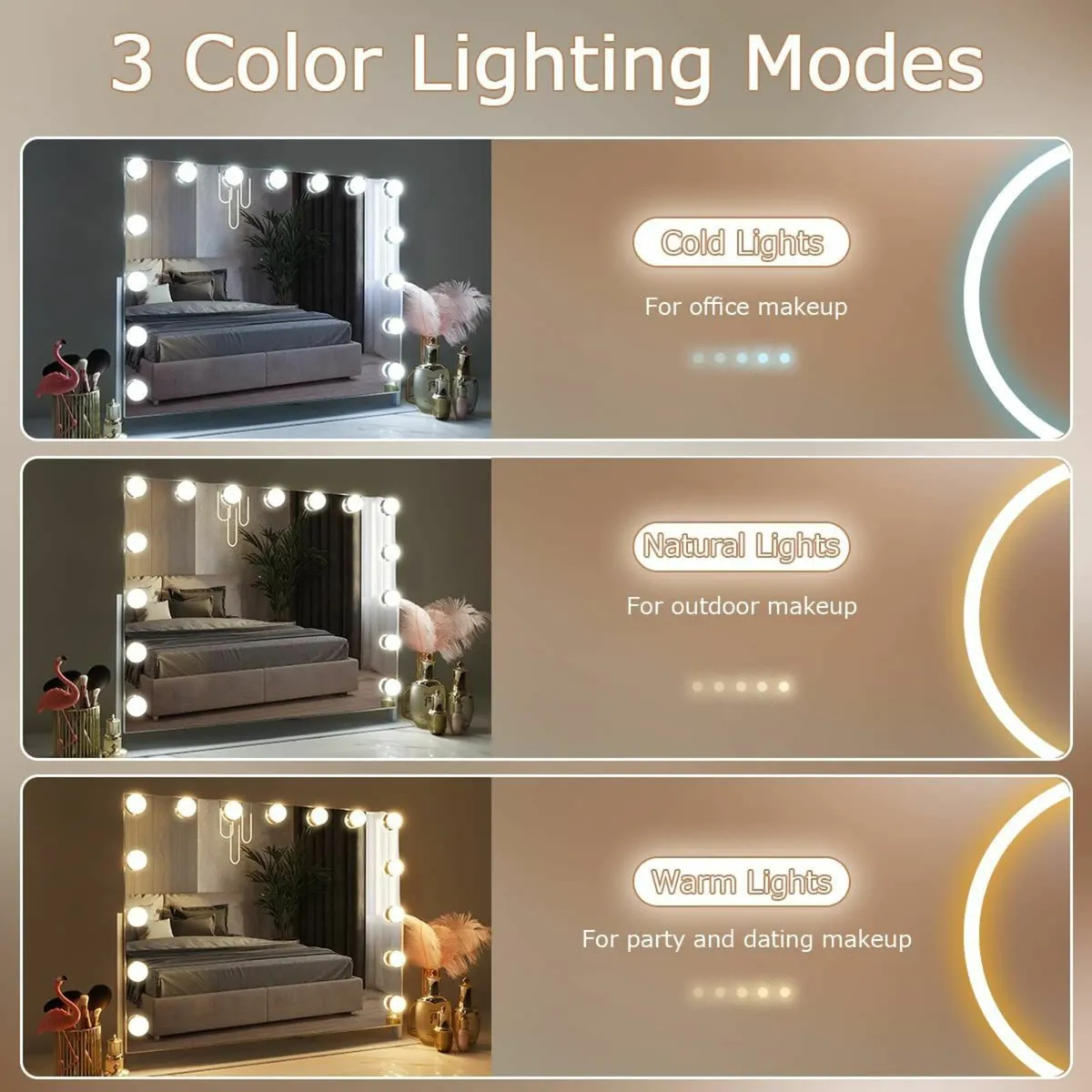 Hollywood Vanity Mirror Lights 360 Degree Rotation - Image 3