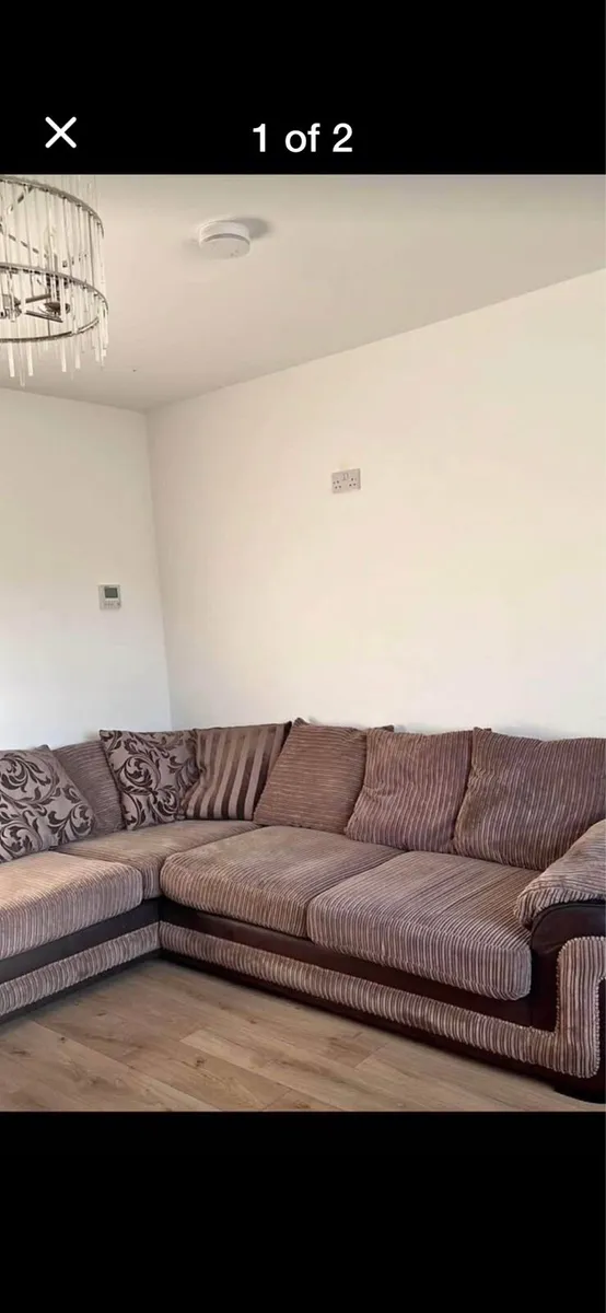 Corner sofa & foot puff quick sale - Image 1