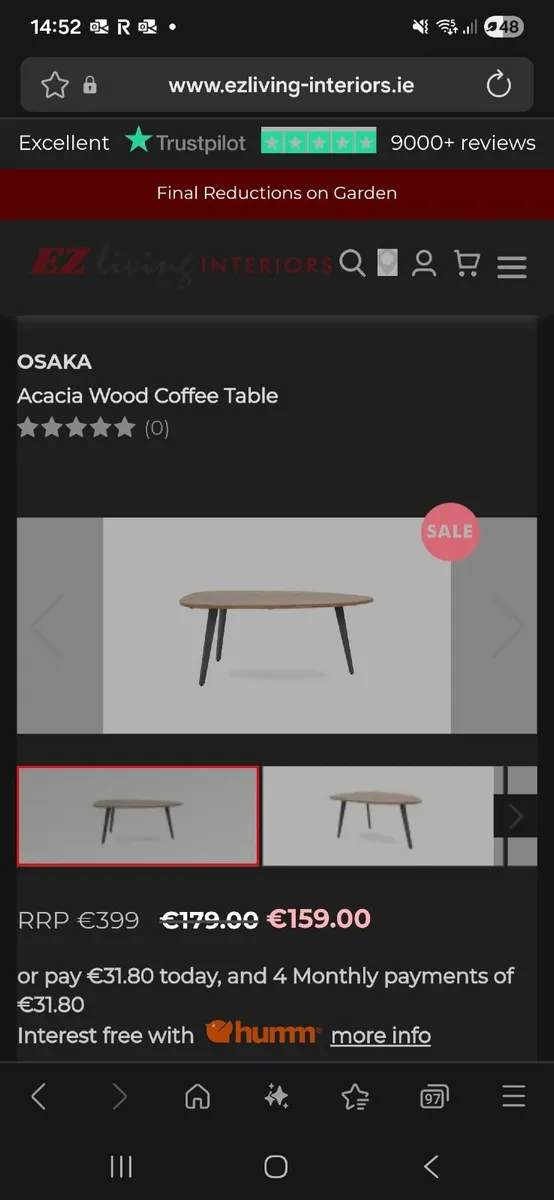 Osaka Acacia Wood Coffee Table - Image 4