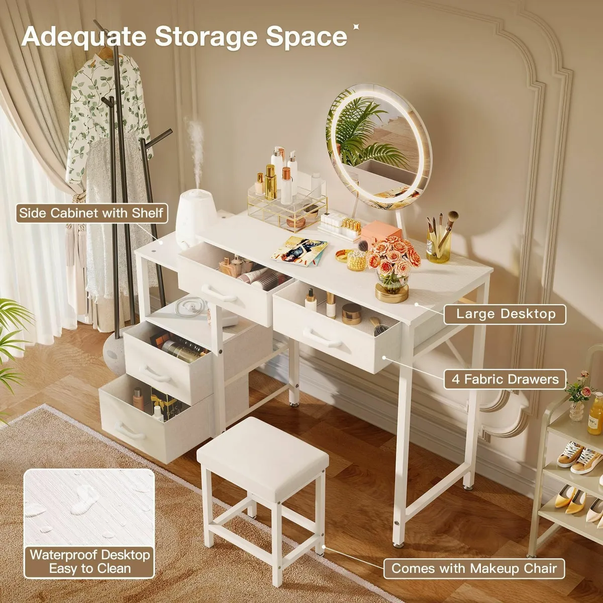 Vanity Desk Adjustable LED Mirror Dressing Table 4 - Image 4