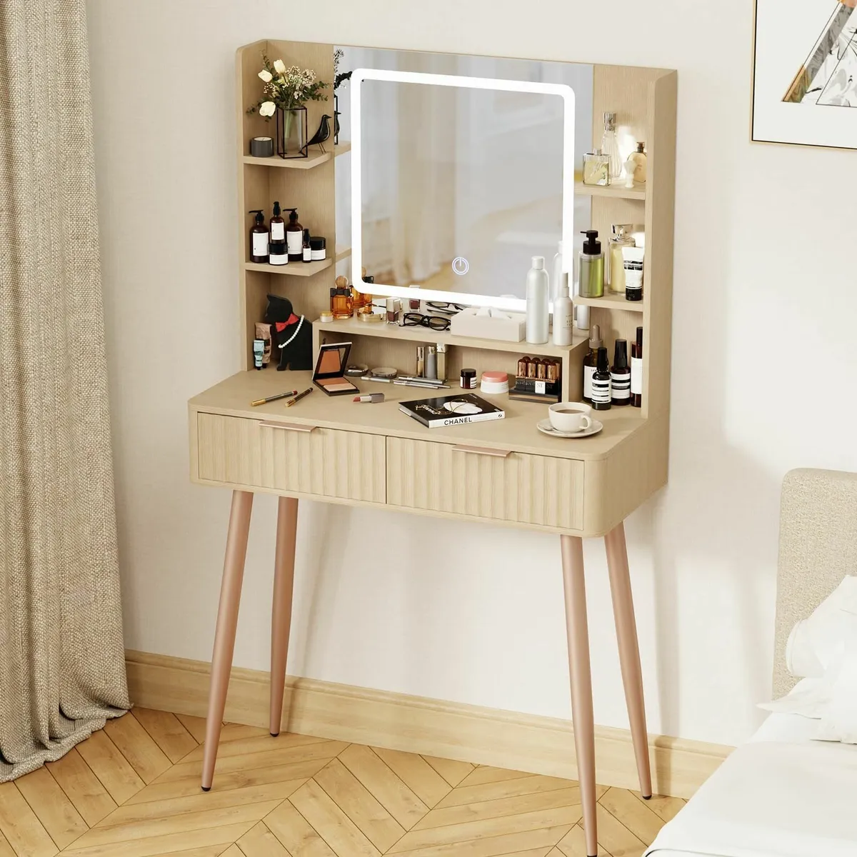 Dressing Table Mirror and Lights 3 Color Modes & A - Image 1