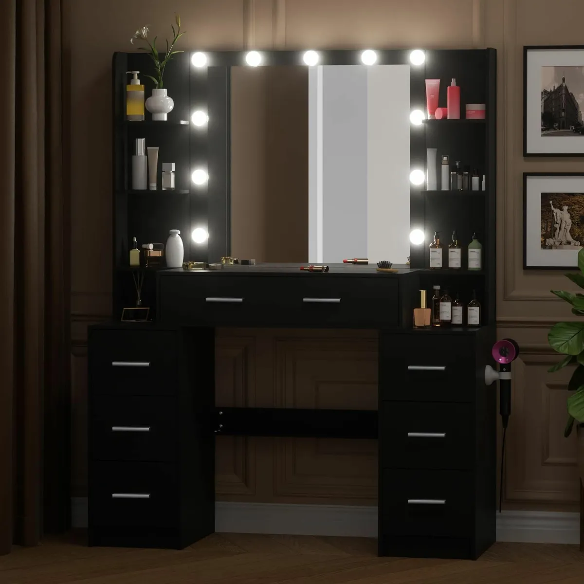 Large Dressing Table Mirror and Stool 110 x 40 140 - Image 3