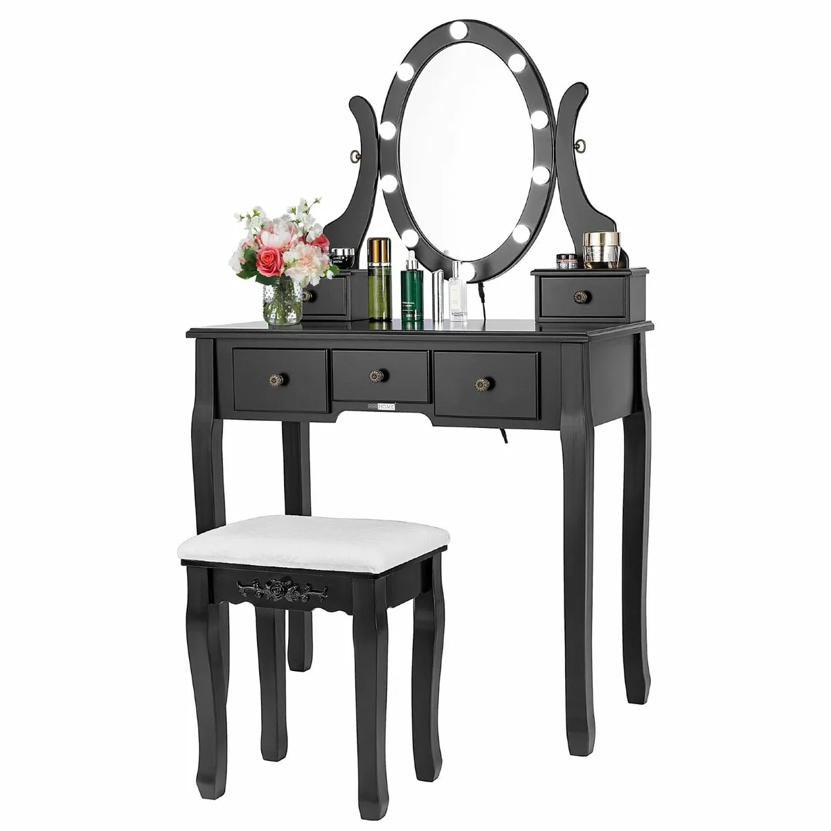 Makeup Vanity Set 10 LED Bulbs Dressing Table 360° - Image 1
