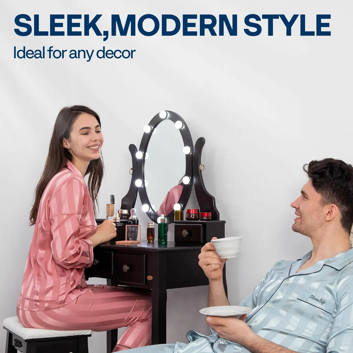Makeup Vanity Set 10 LED Bulbs Dressing Table 360° - Image 3