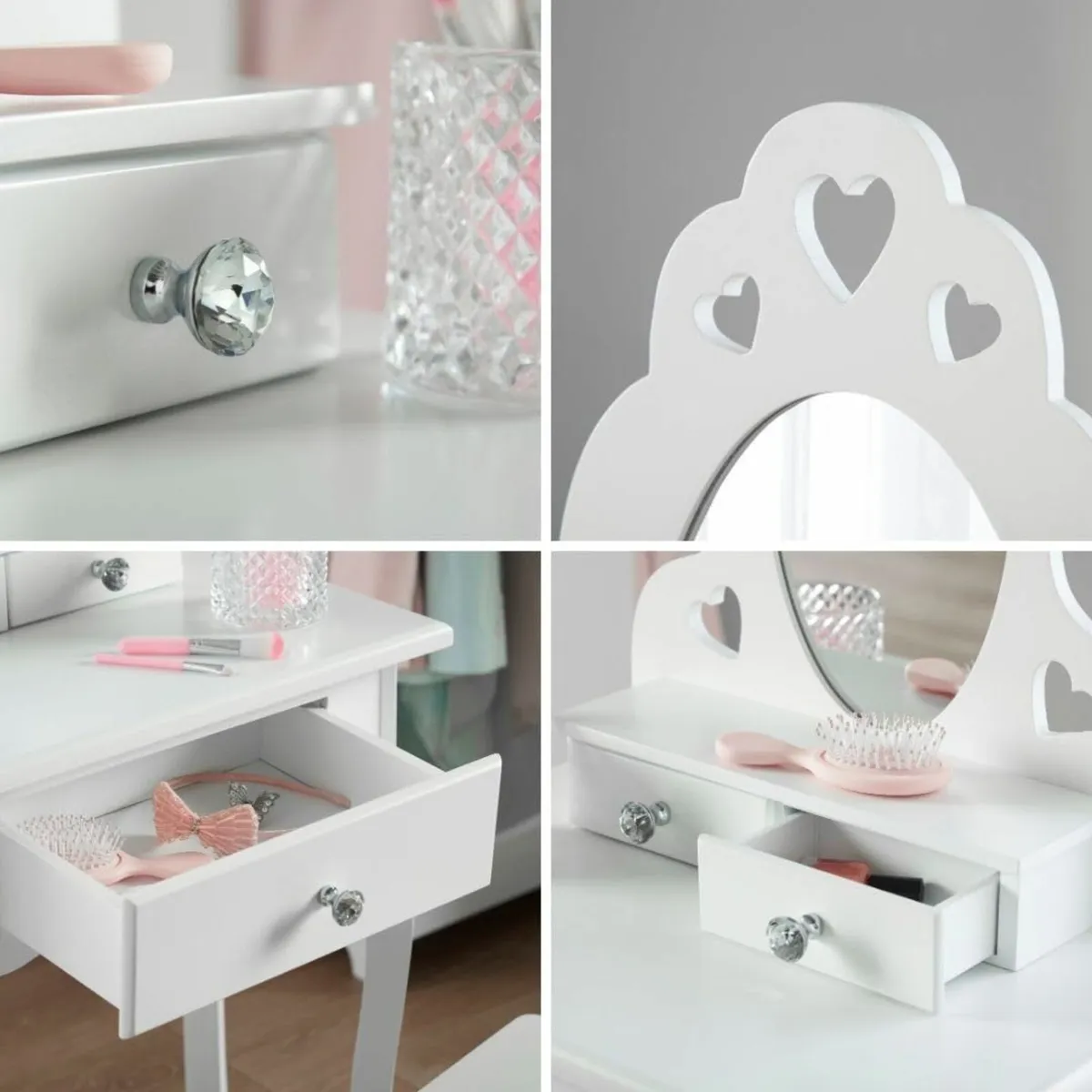 Girls Dressing Table (Age 3-7yrs) Mirror and Stool - Image 4