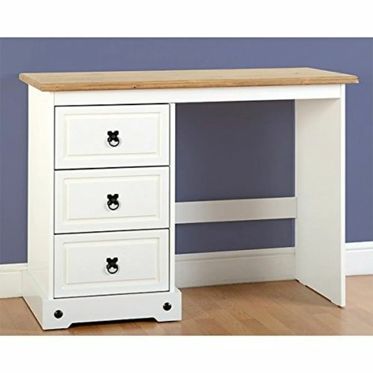 Corona 3 Drawer Dressing Table in White/Distressed - Image 1