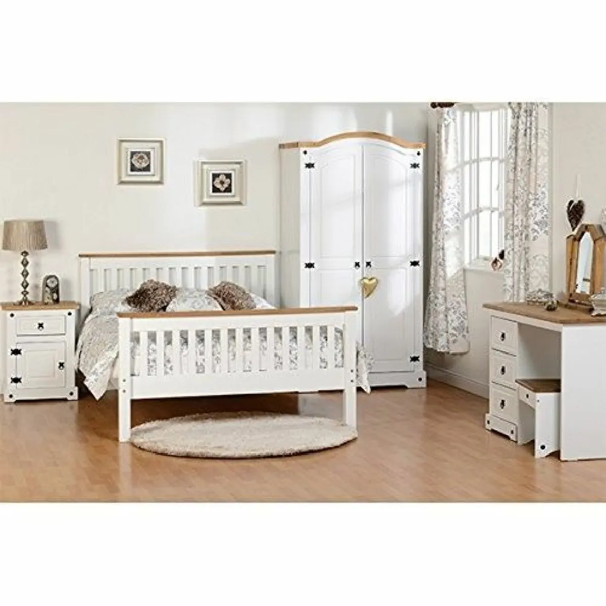Corona 3 Drawer Dressing Table in White/Distressed - Image 3