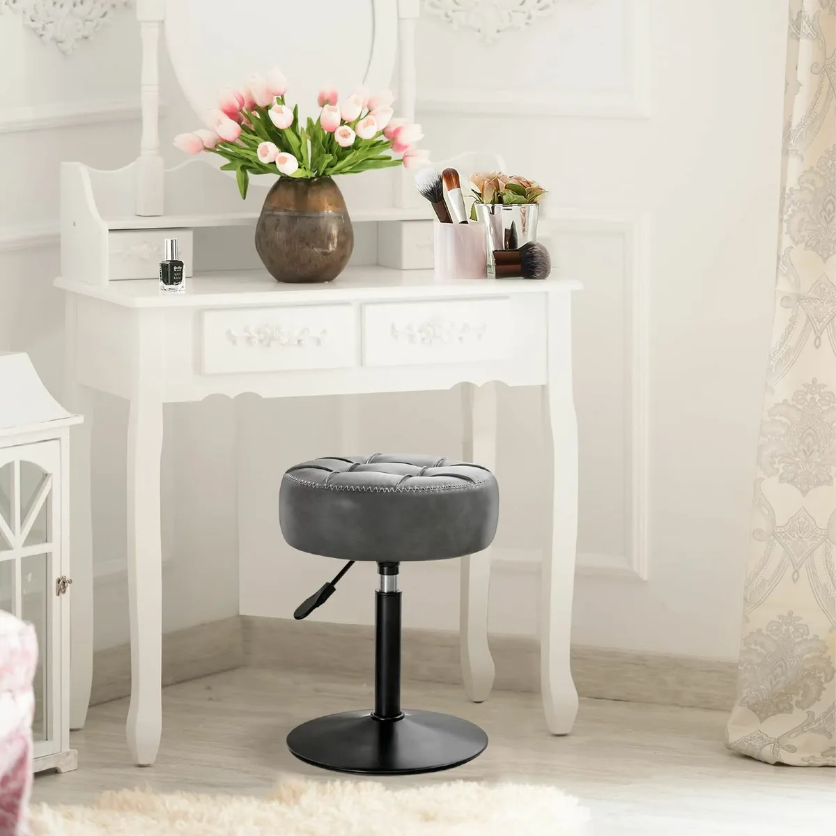 360°Swivel Vanity Stool Adjustable Dressing Table - Image 2
