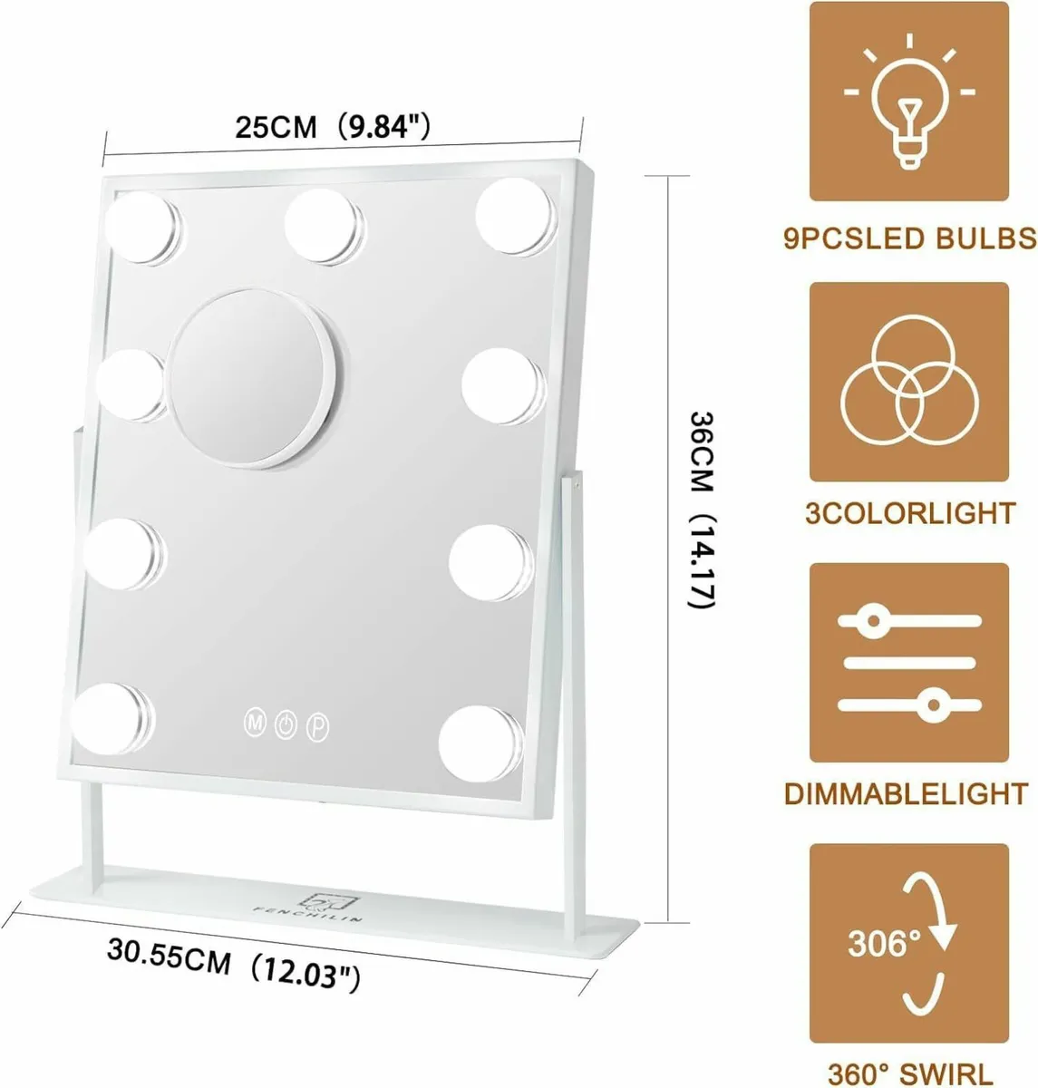 Vanity Mirror Lights Makeup 9 LED Bulbs Lighted Ho - Image 2