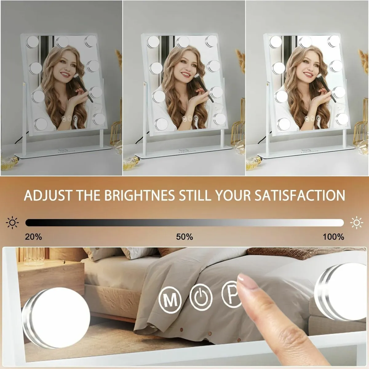 Vanity Mirror Lights Makeup 9 LED Bulbs Lighted Ho - Image 4