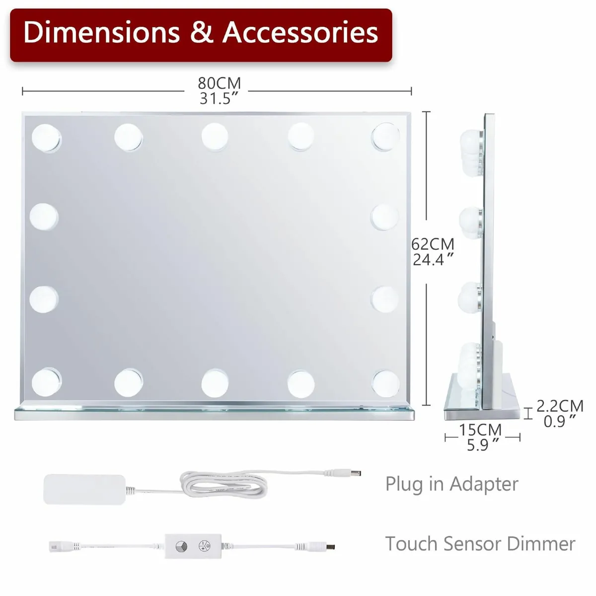 Hollywood Lighted Vanity Makeup Mirror Bright LED - Image 2