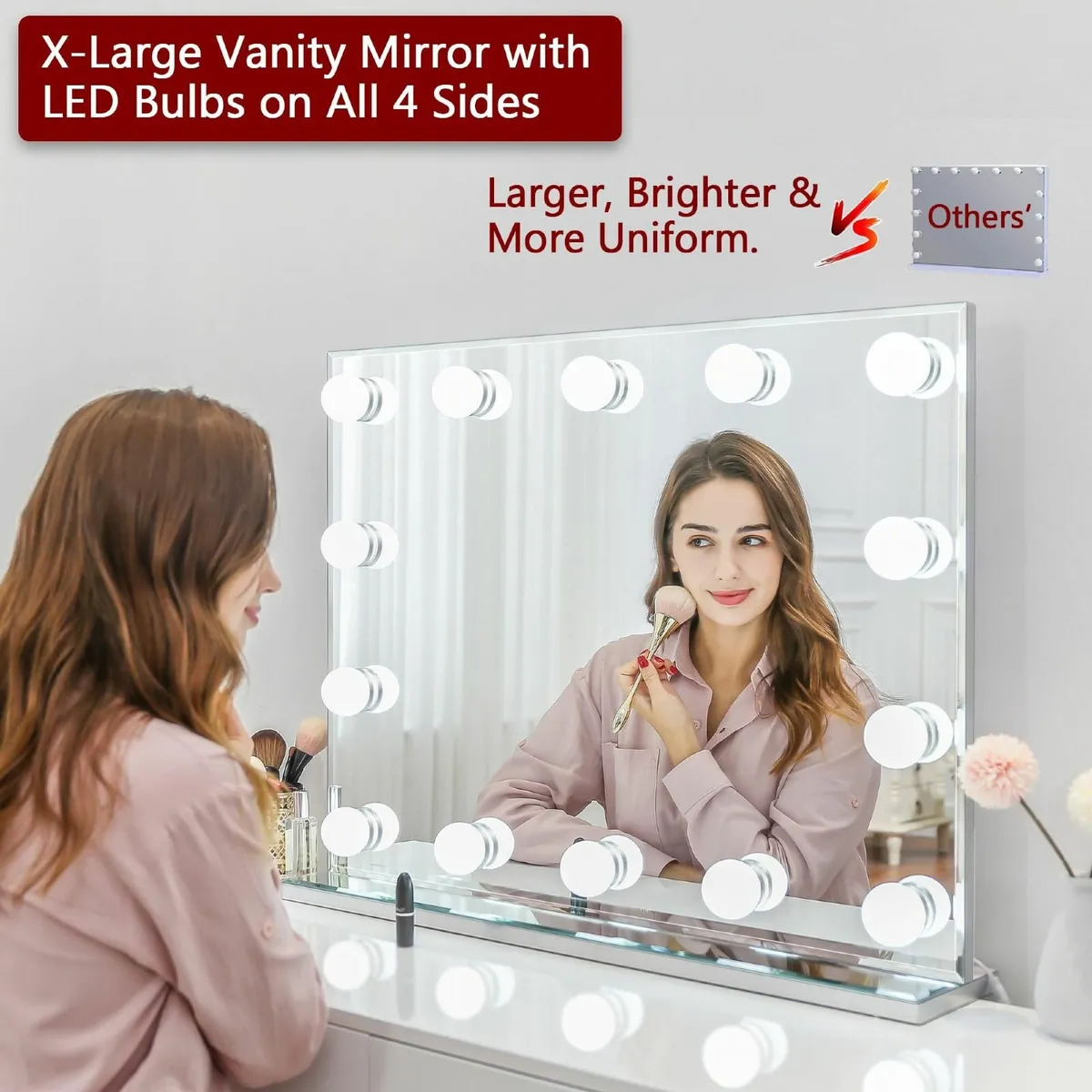 Hollywood Lighted Vanity Makeup Mirror Bright LED - Image 3