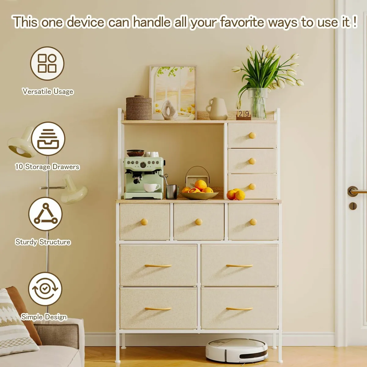 Chest of Drawers for Bedroom 80cm Wide Dressing Ta - Image 3
