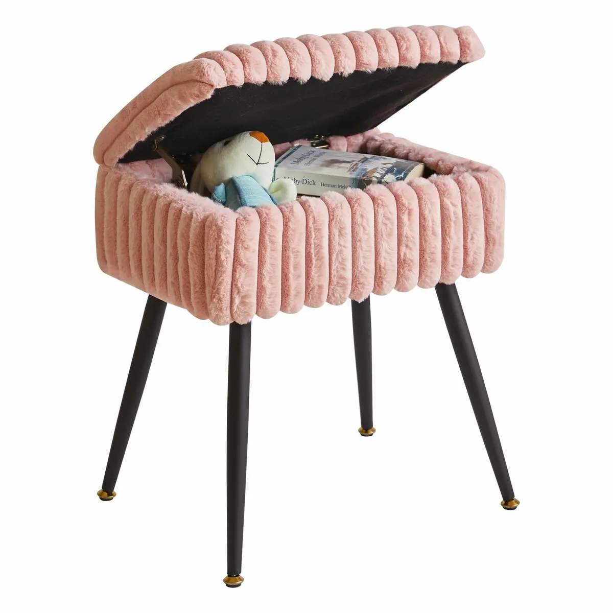 Rectangular Dressing Table Stool Storage Velvet Fo - Image 1