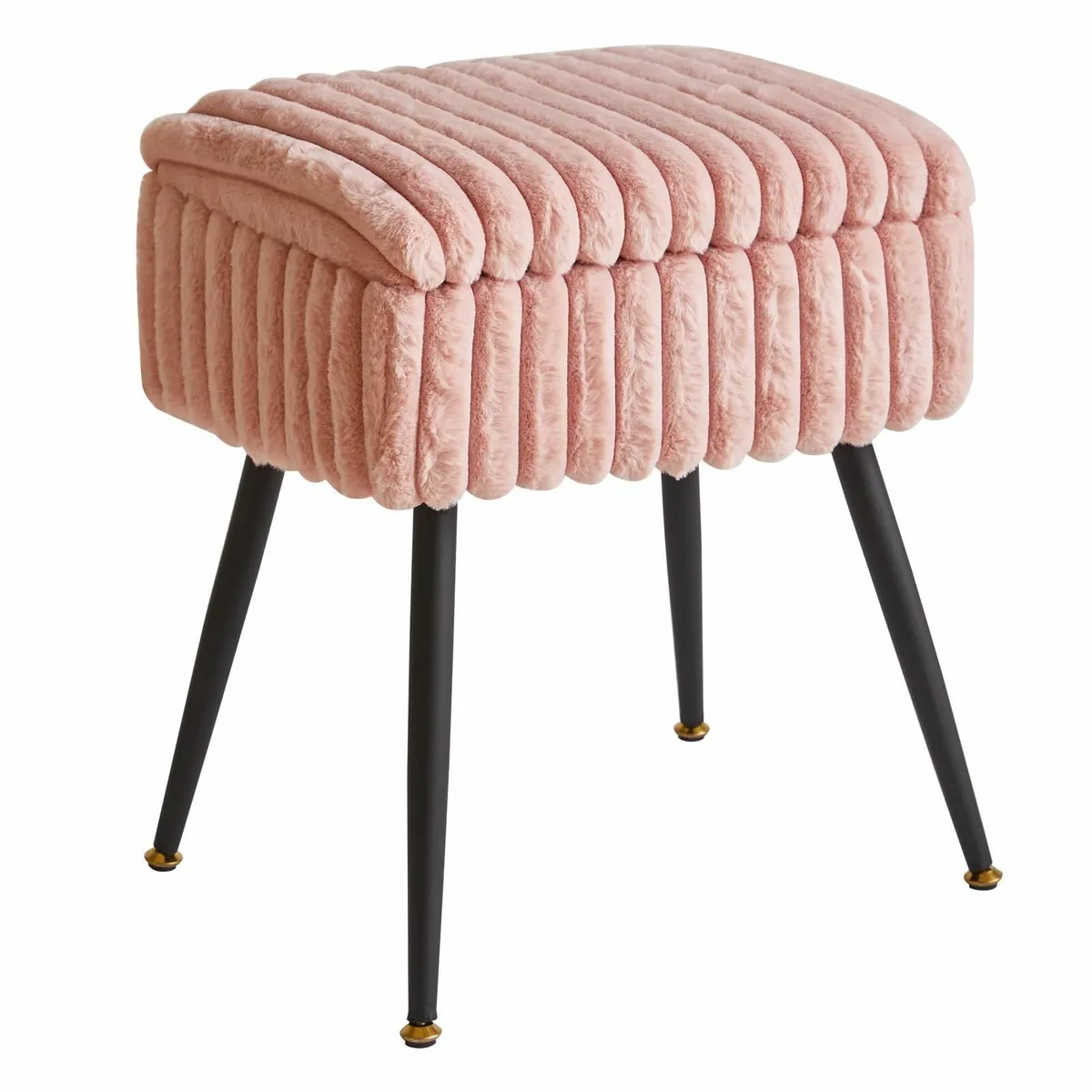 Rectangular Dressing Table Stool Storage Velvet Fo - Image 4