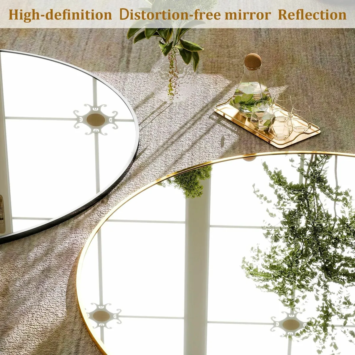 Round Mirror 60cm Wall Aluminium Alloy Frame HD Gl - Image 3