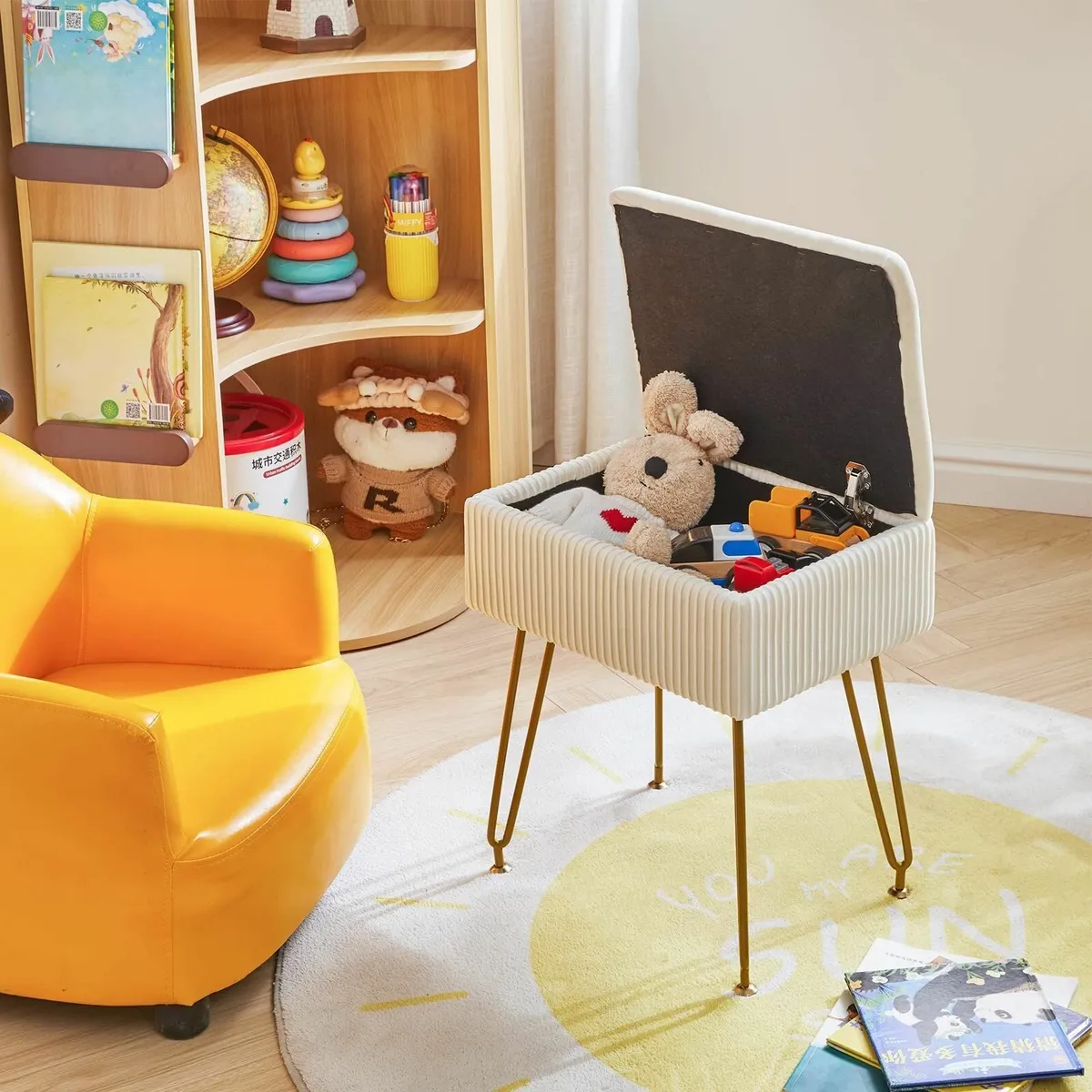 Storage Ottomans Chair Stool Upholstered Footstool - Image 4