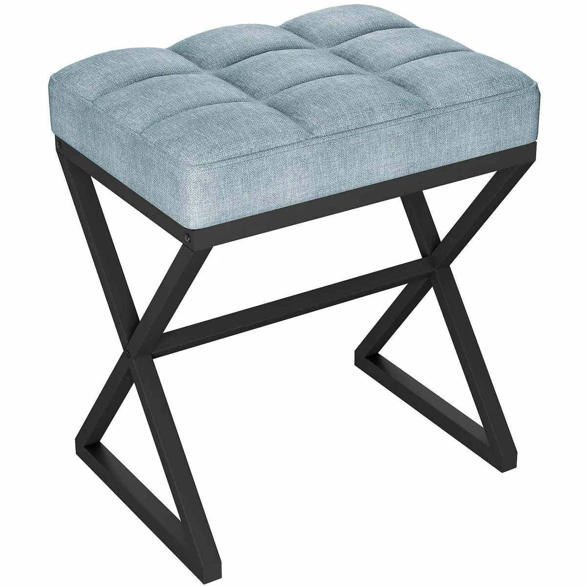 Vanity Stool Linen Footrest Square Ottoman Bench X - Image 1
