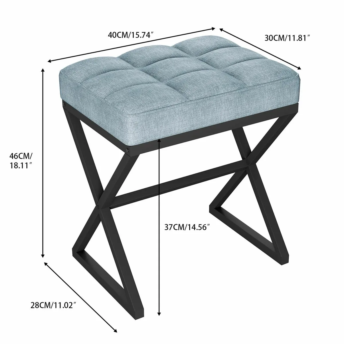 Vanity Stool Linen Footrest Square Ottoman Bench X - Image 3