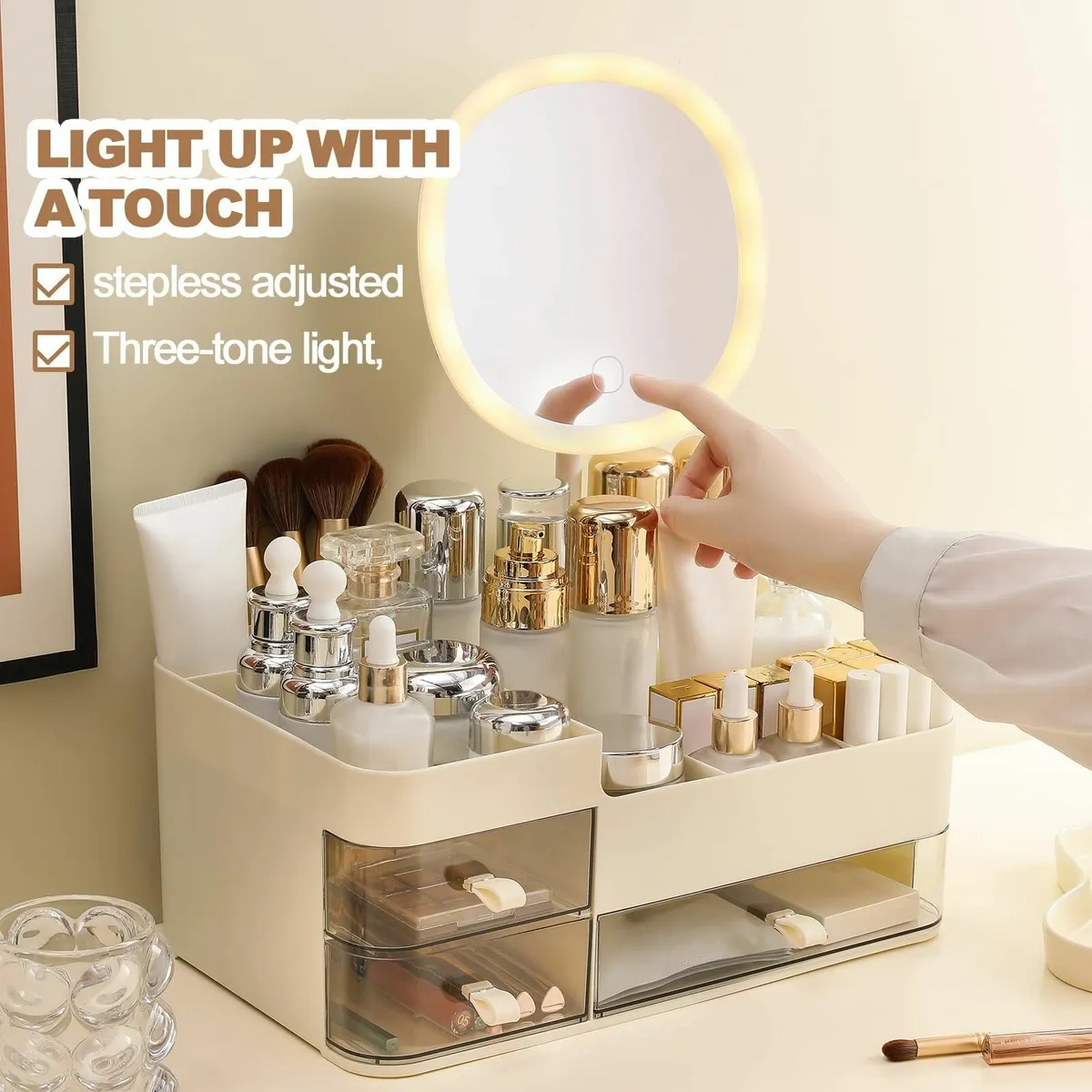 Makeup Organiser Rechargeable Mirror Large Capacit - Image 2