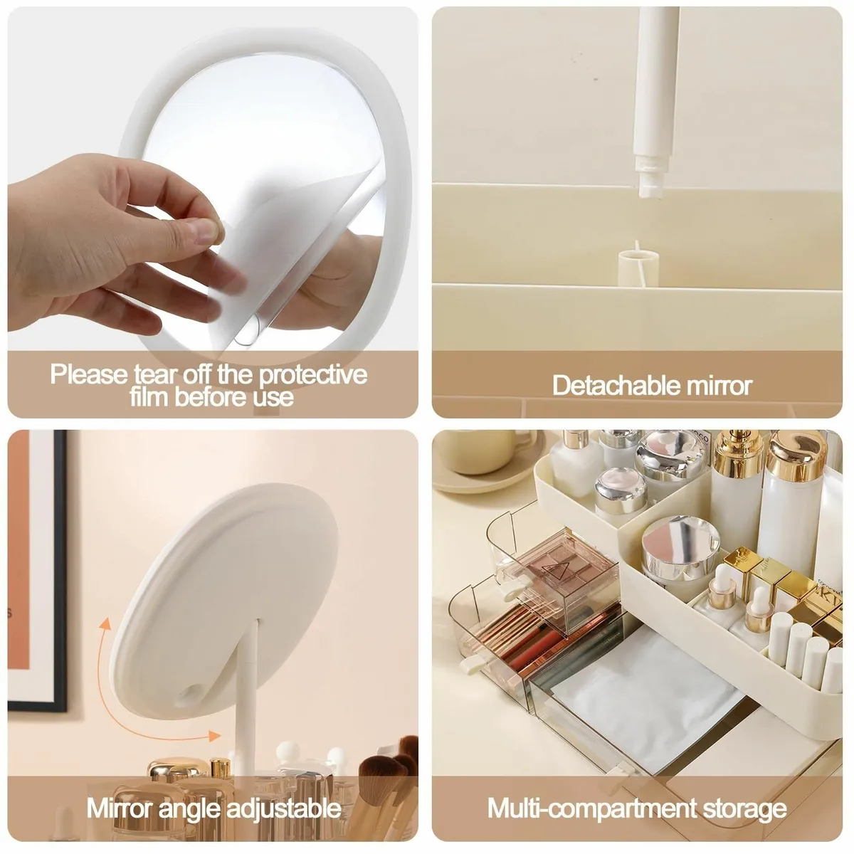 Makeup Organiser Rechargeable Mirror Large Capacit - Image 4