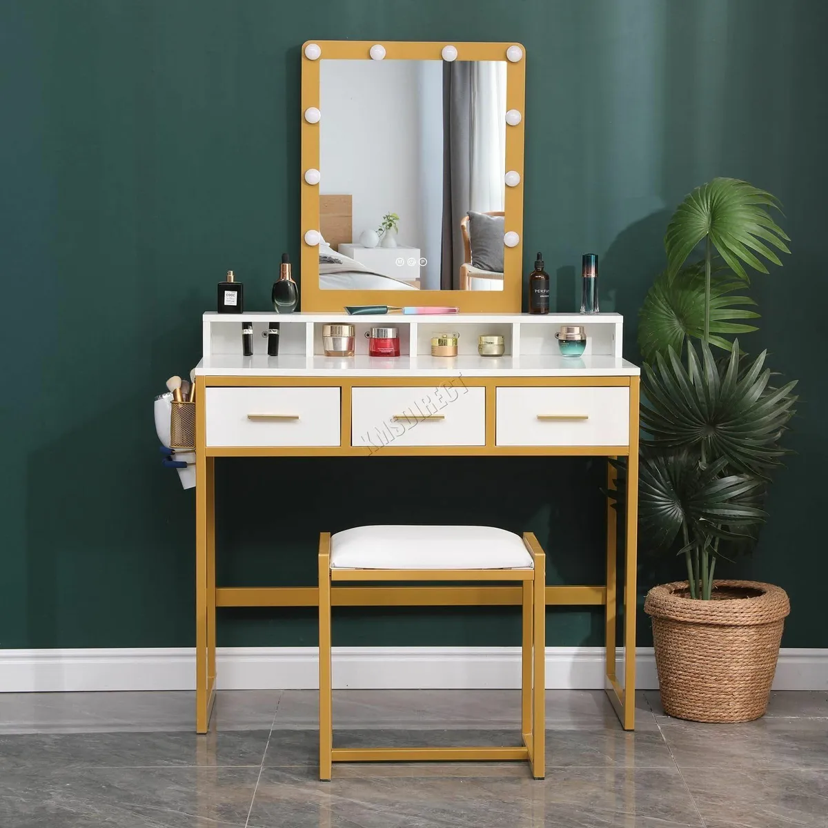 Dressing Makeup Table Set Stool Vanity Hollywood L - Image 1