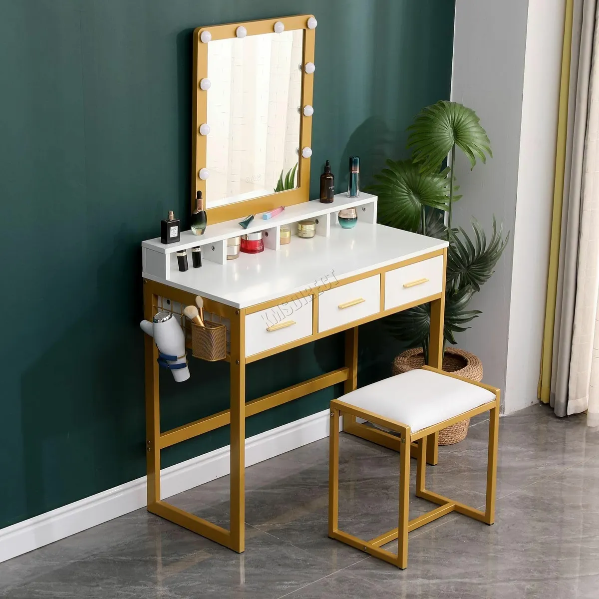 Dressing Makeup Table Set Stool Vanity Hollywood L - Image 3