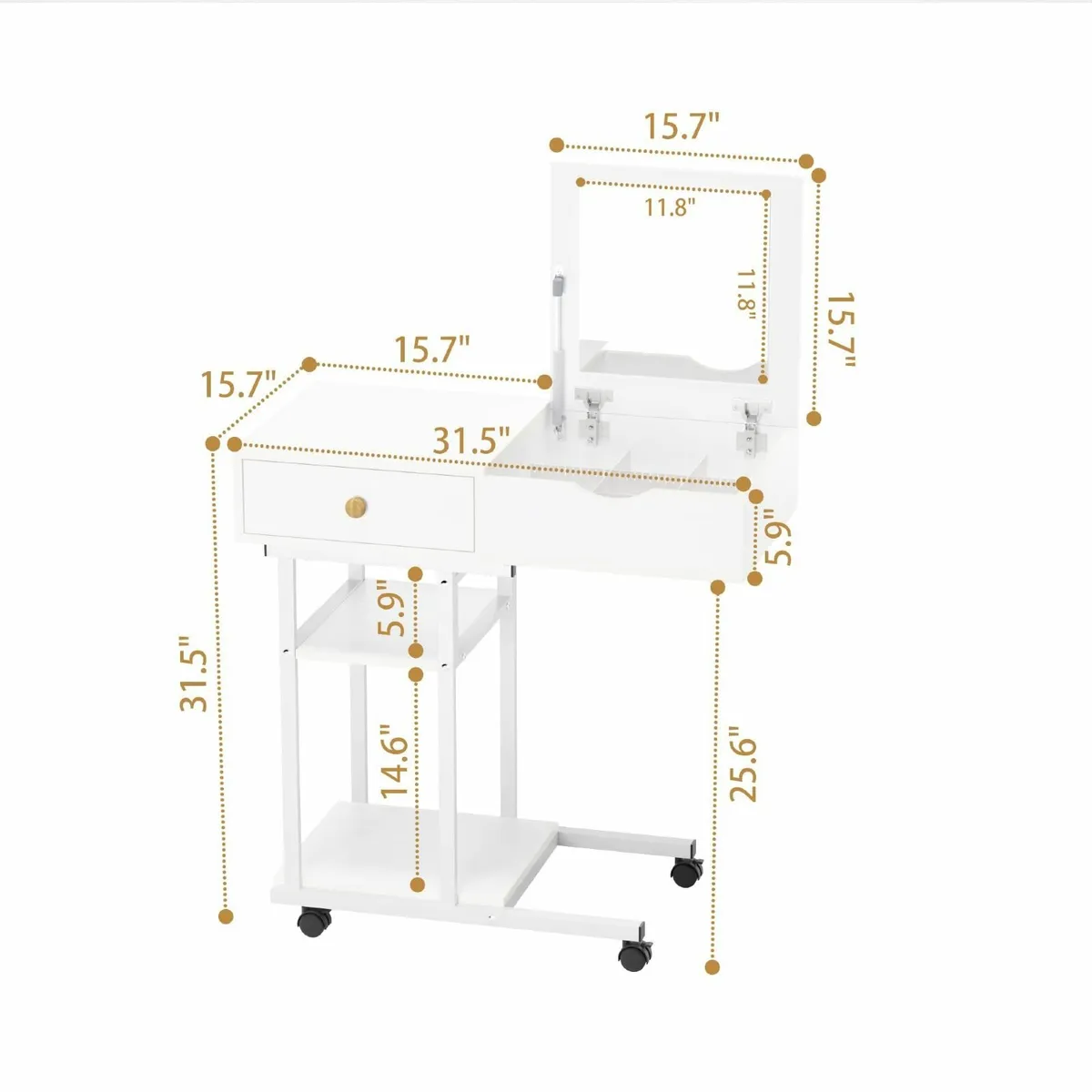 Moveable Dressing Table for Small Spaces Vanity De - Image 2