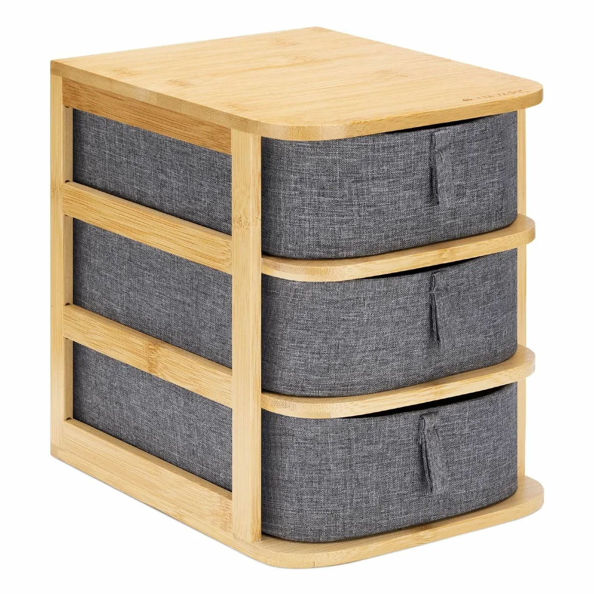 Makeup Storage Drawers - Bamboo Organiser and Grey - Image 1
