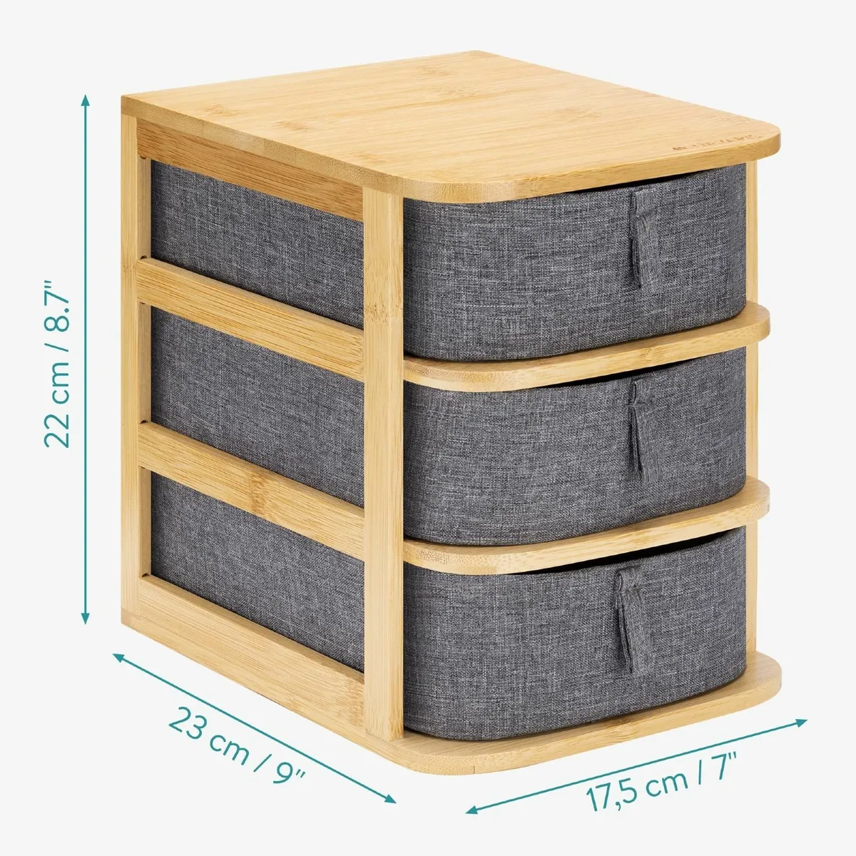 Makeup Storage Drawers - Bamboo Organiser and Grey - Image 3
