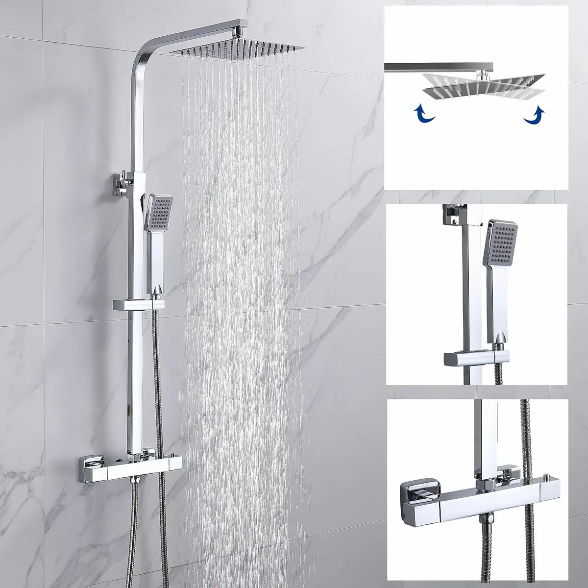 Bathroom Thermostatic Shower Mixer Set Handheld an - Image 1
